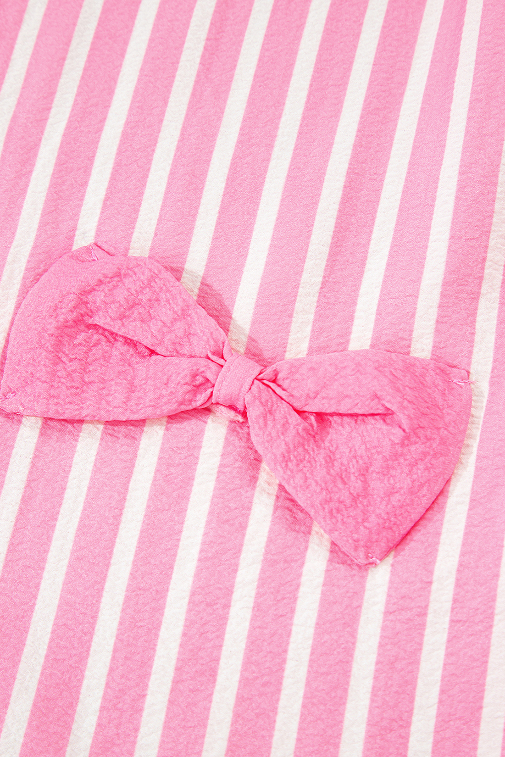 Pink Stripe Buttoned Front Long Sleeve Top and Pants 2 Piece Sleepwear