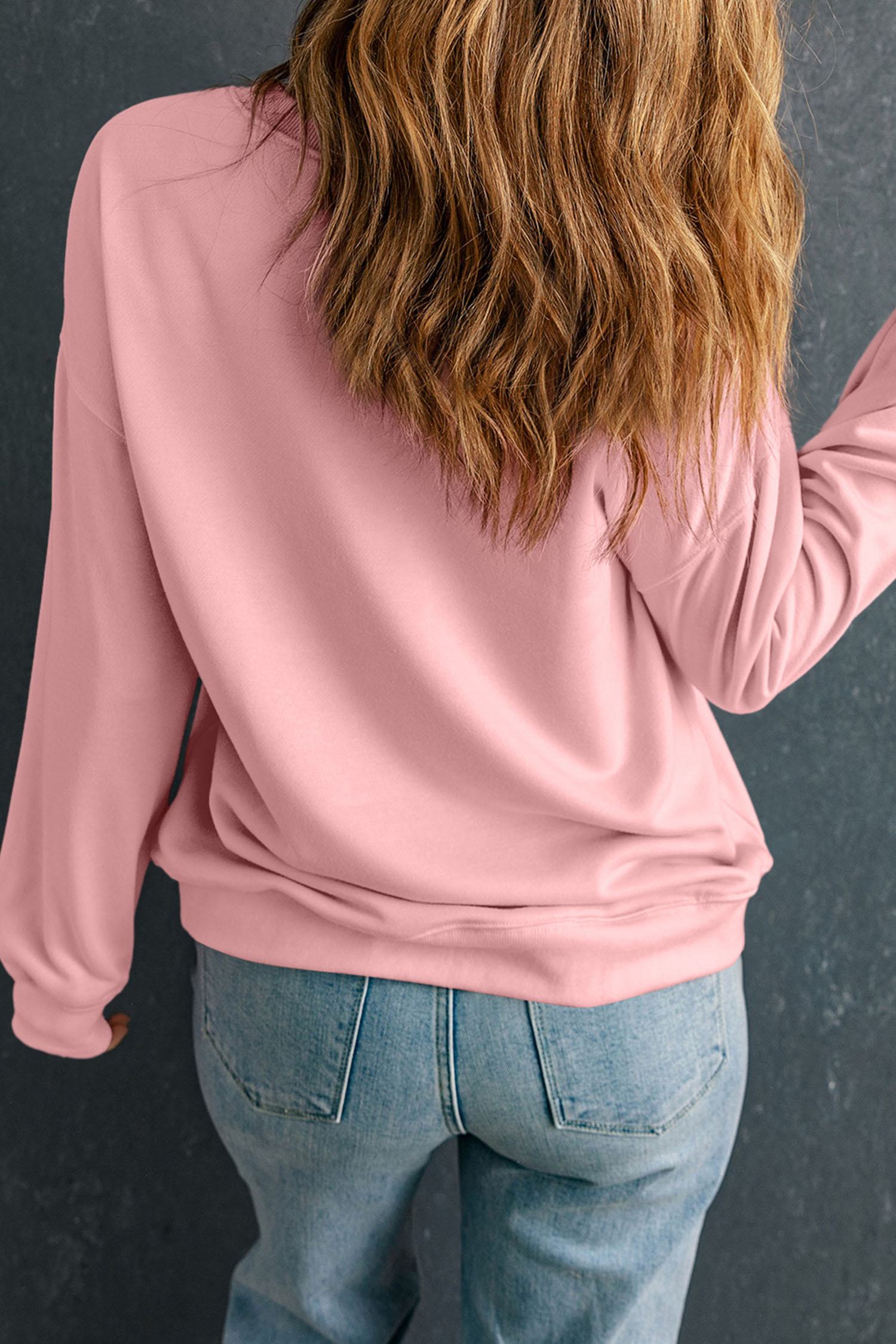 Pink LOVE In Hearts Embroidered Graphic Sweatshirt