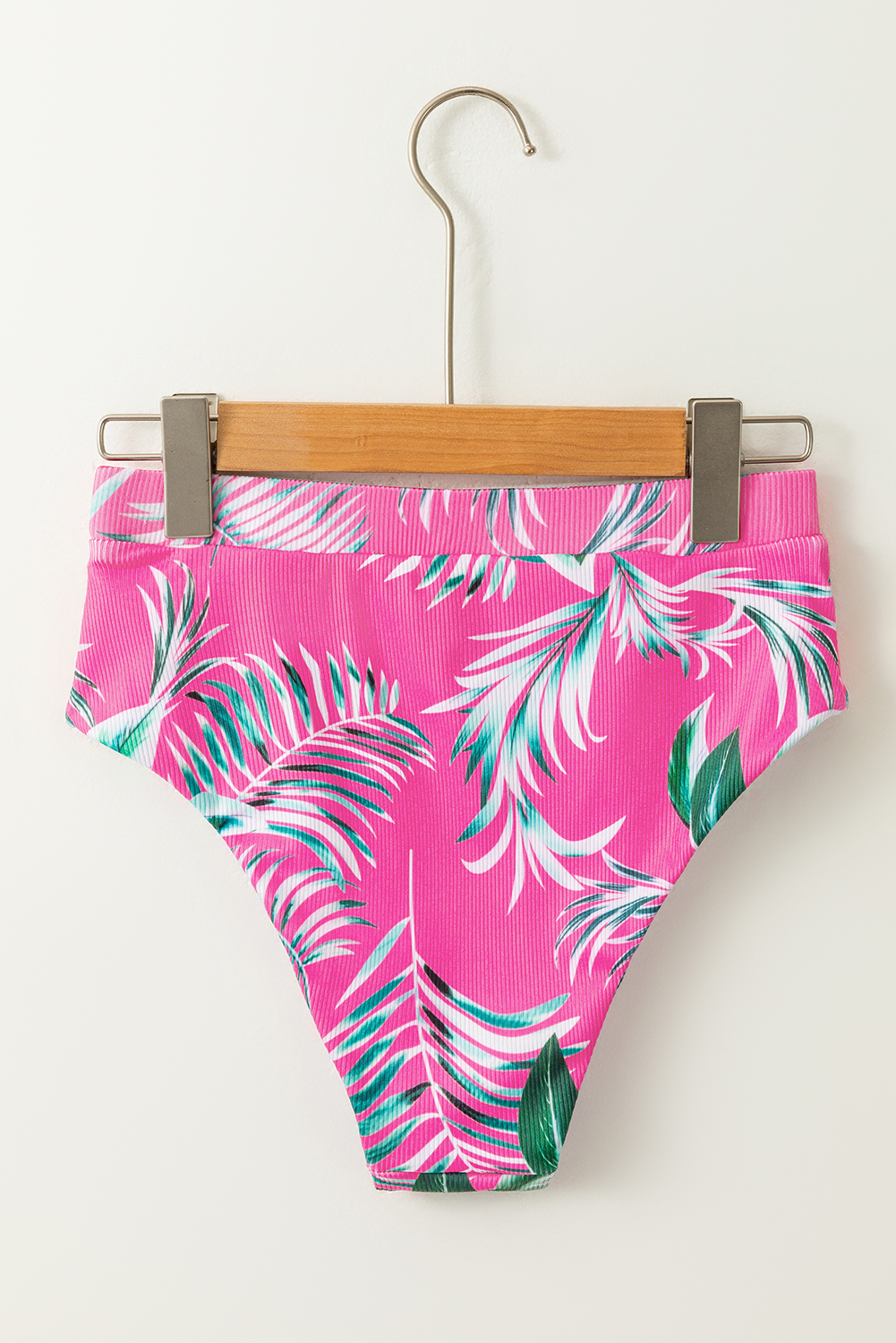 Rose Tropical Print Textured Bikini Bottoms