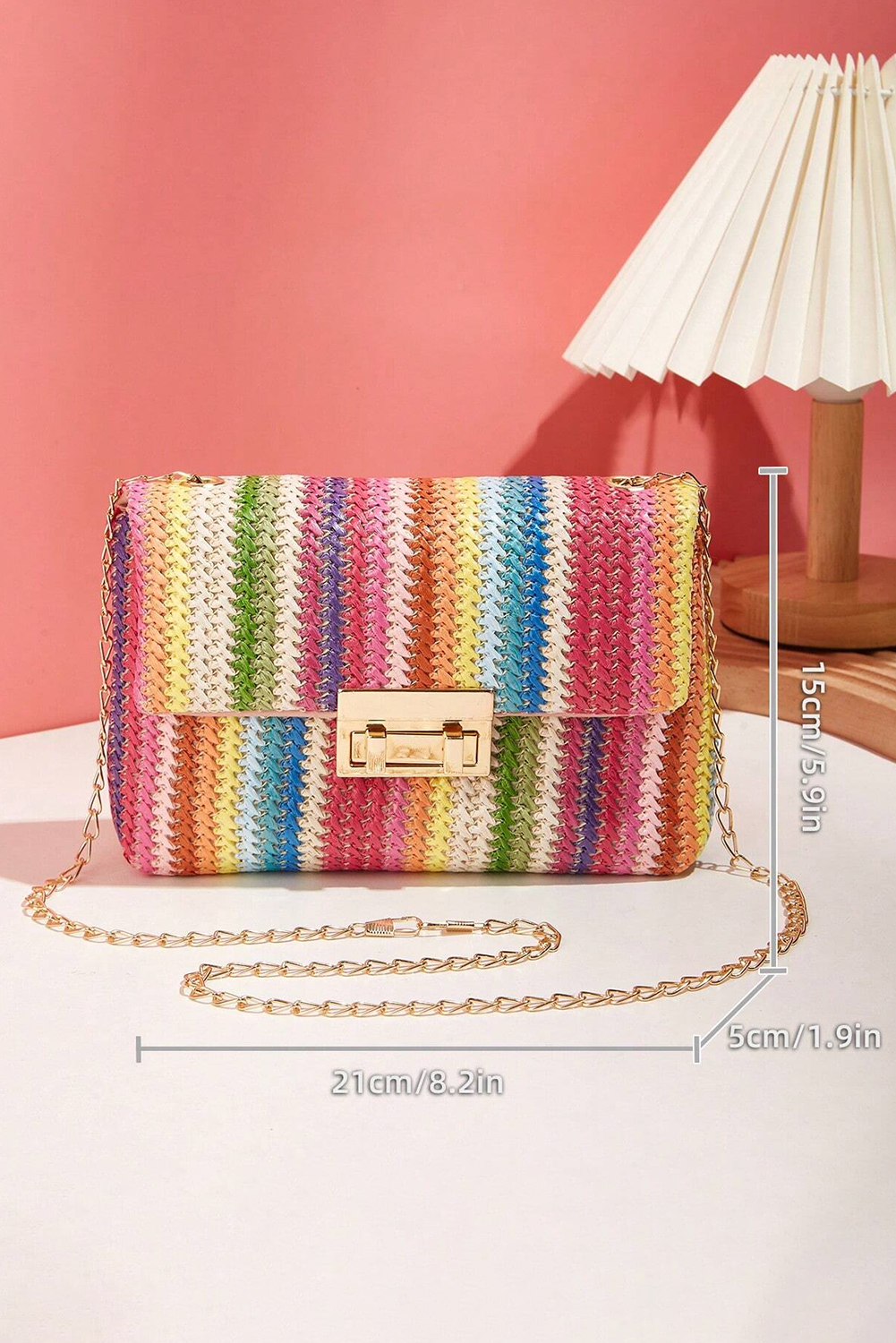 Iceland Blue Striped Crochet Flapped Single Shoulder Bag