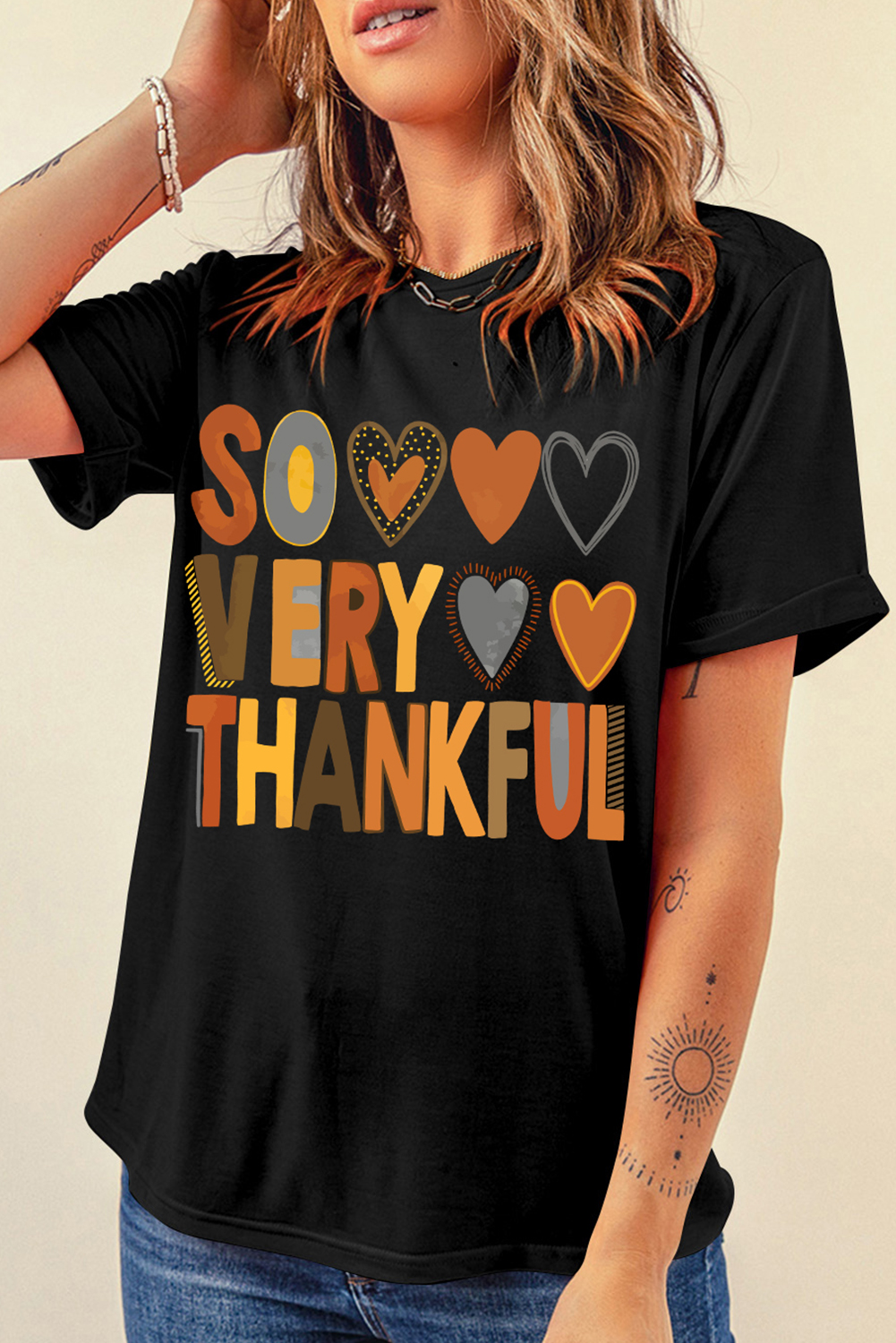 White Thanksgiving Slogan Print Crew Neck T Shirt