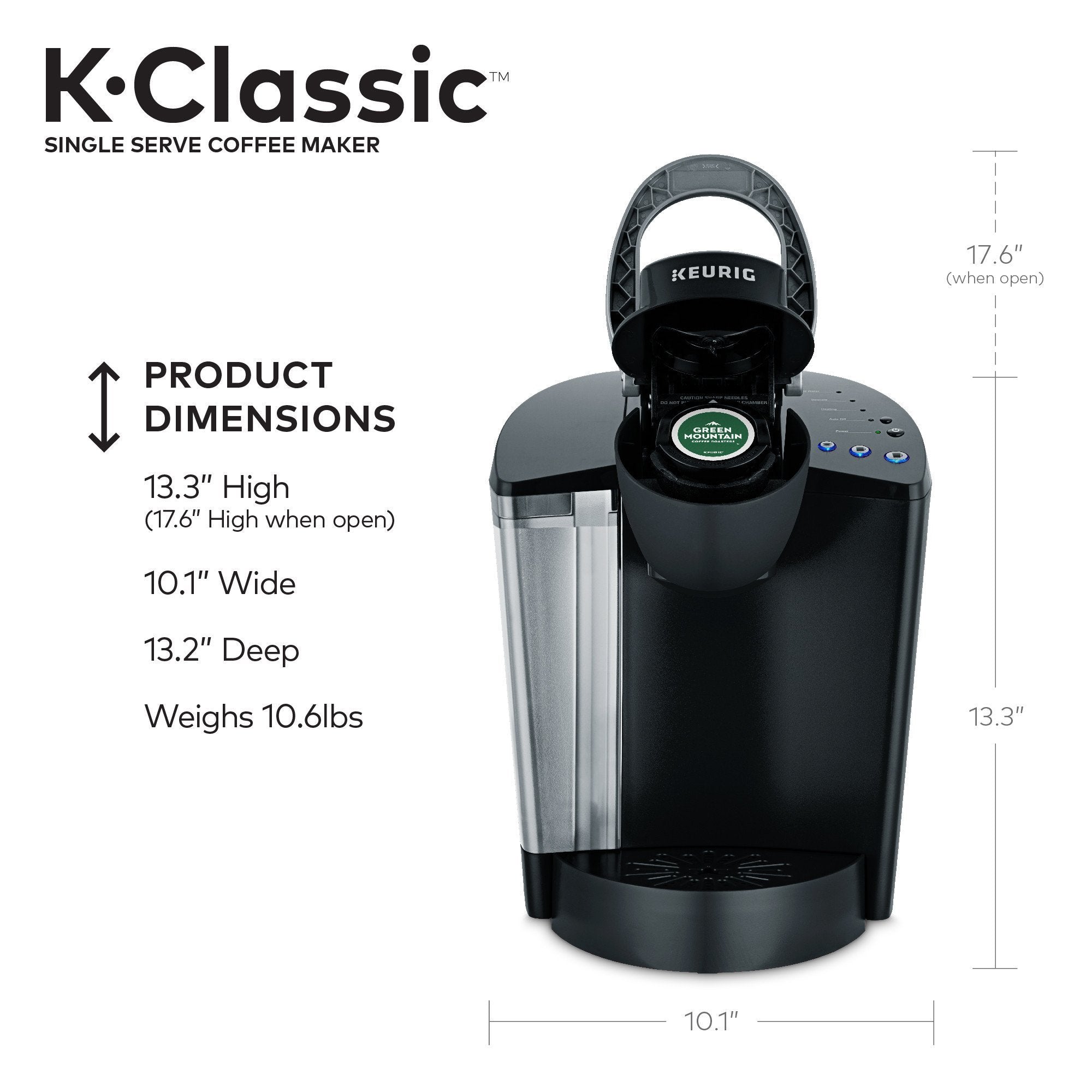 Keurig K Classic Coffee Maker Single Serve K Cup Pod Coffee Maker, Black