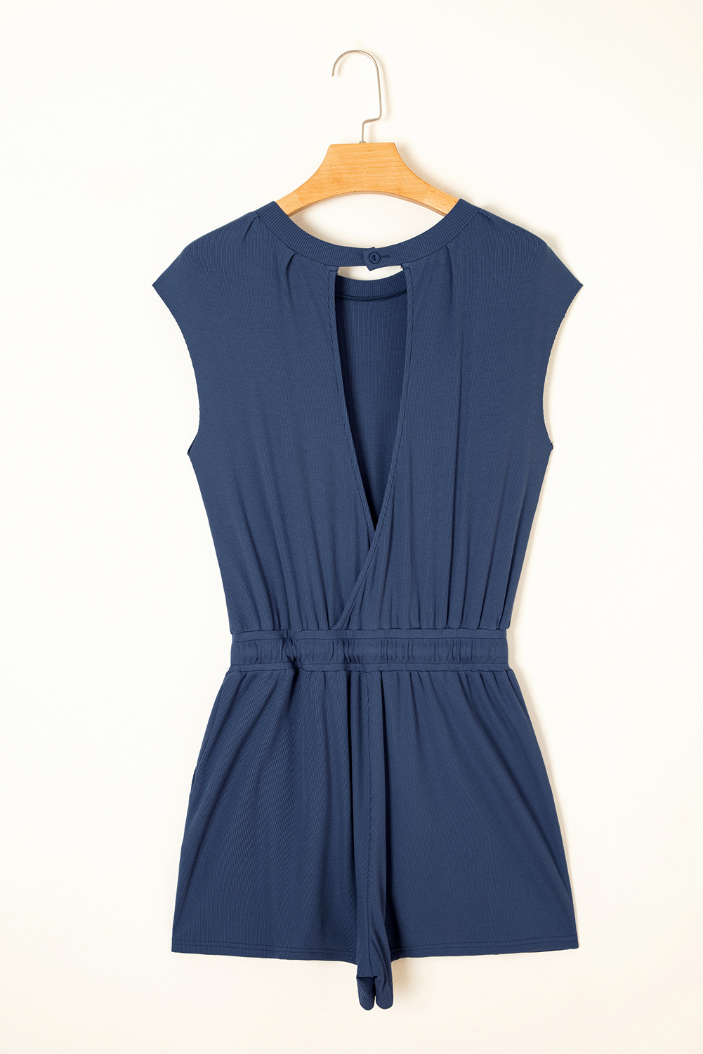 Bristol Black Knit Open Back Cap Sleeve Drawstring Elastic Waistband Romper