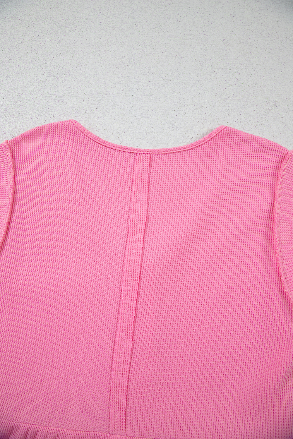 Bright Pink Waffle Textured Button Round Neck A-line Tiered Sleeveless Dress