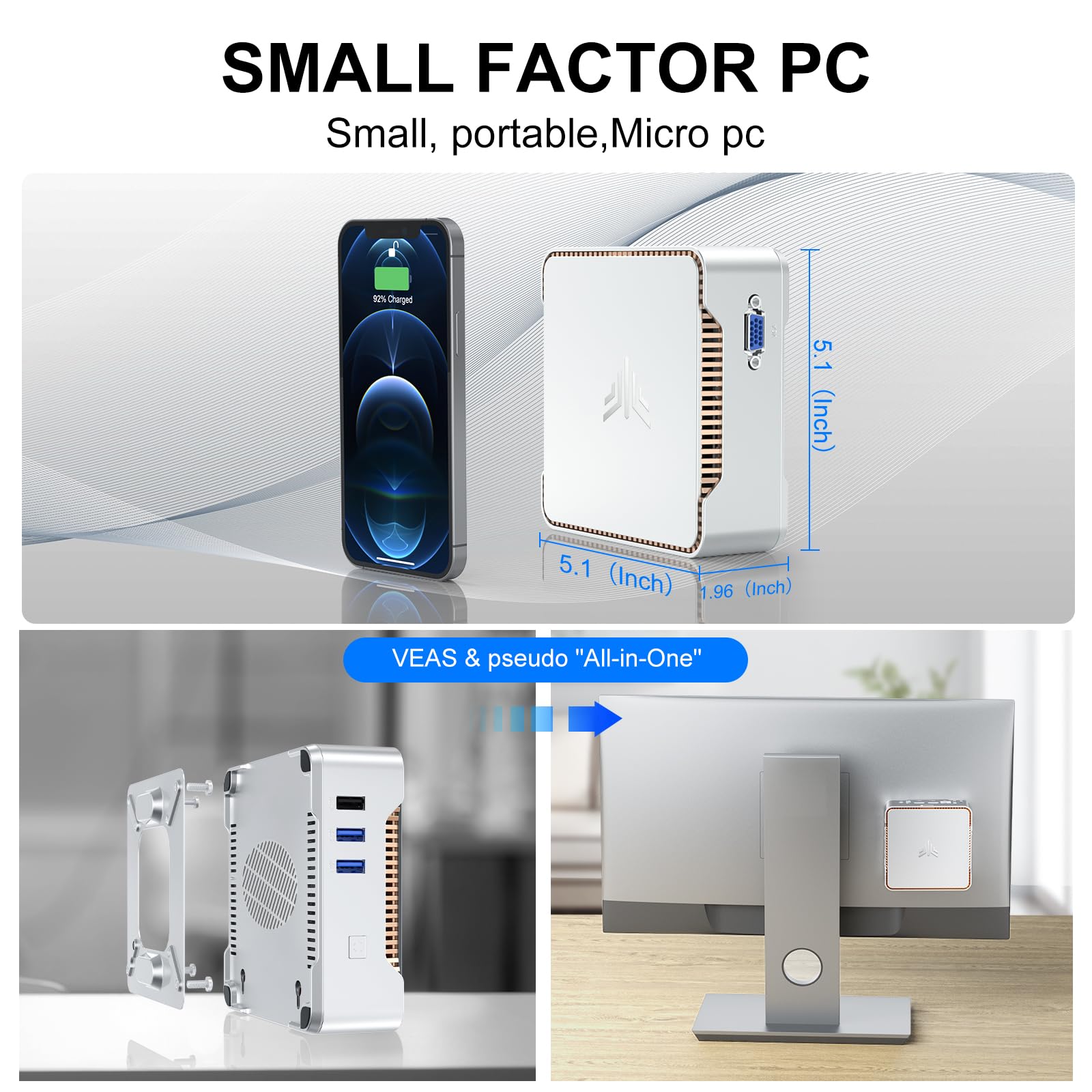 KAMRUI GK3Plus Mini PC, 16GB RAM 512GB M.2 SSD Mini Computers