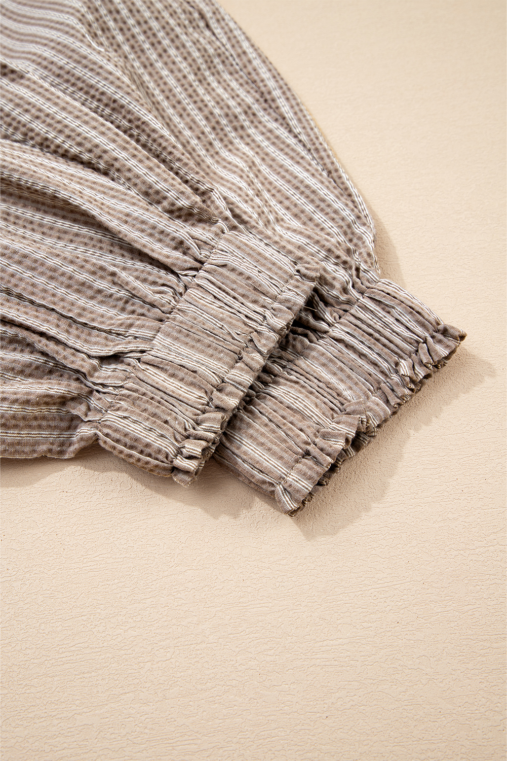 Brown Stripe Drawstring Cargo Jogger Pants with Pockets