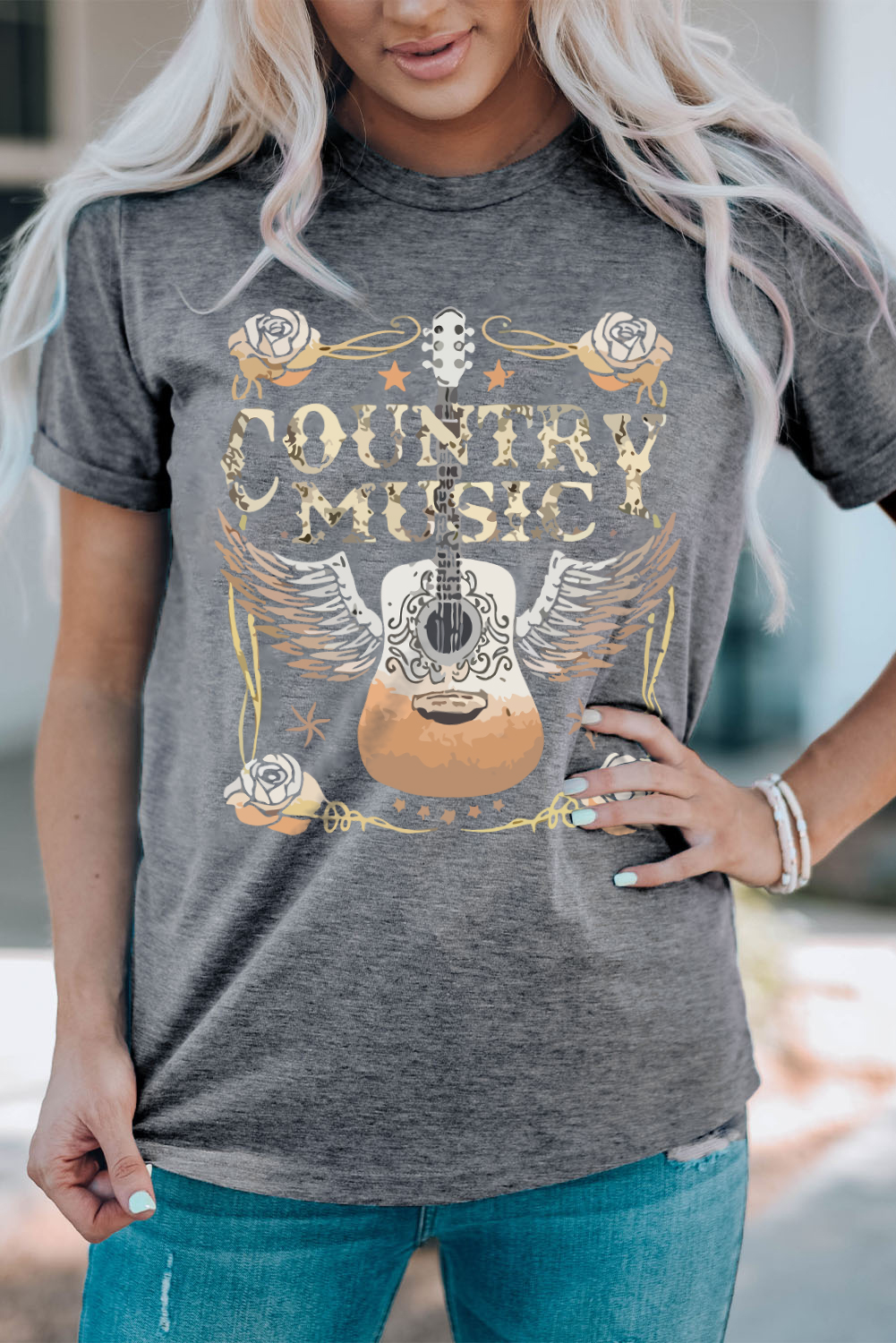 Black Western MAMA Leopard Lightning Graphic Tee