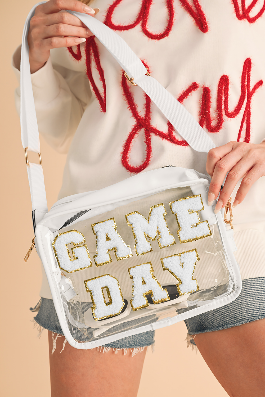 Black GAME DAY Rugby Football Clear Shoulder Bag