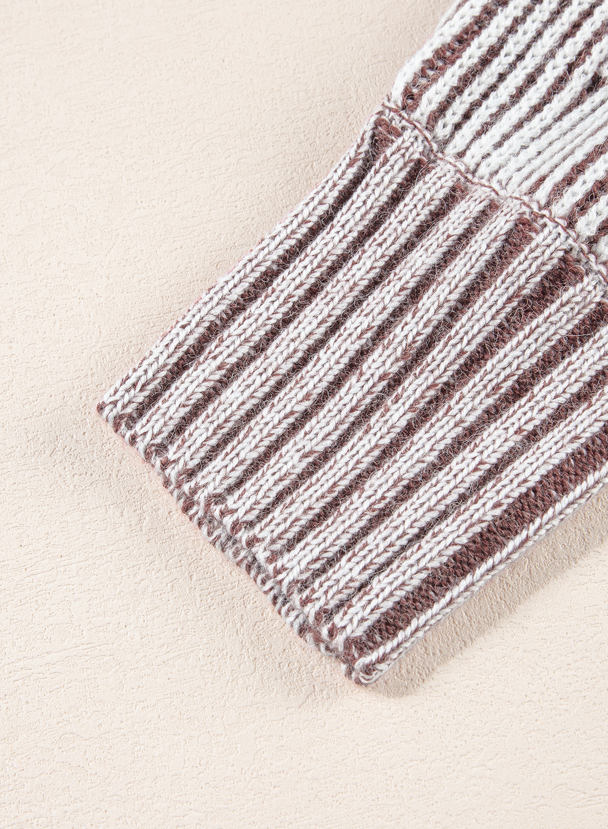 Coffee Striped Print Ribbed Knit Boat Neck Baggy Sweater