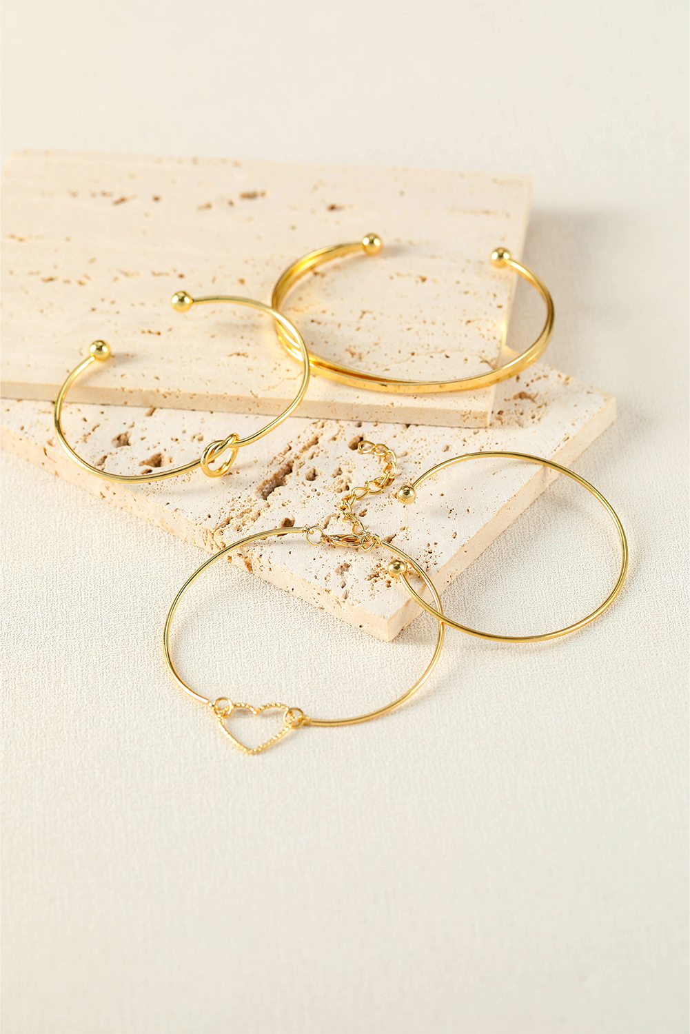 Gold Love Geometric Cross Plated Bracelet 4-piece Set