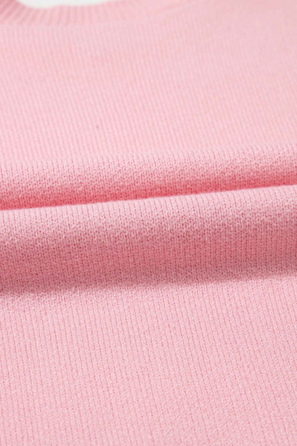 Pink Bow Graphic Drop Shoulder Round Neck Sweater