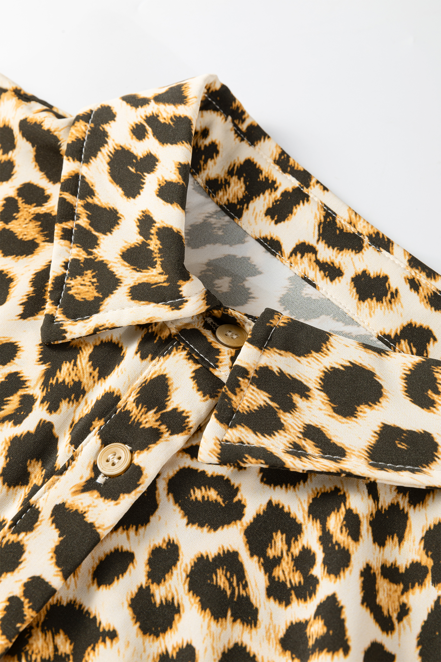 Khaki Contrast Edge Leopard Shirt