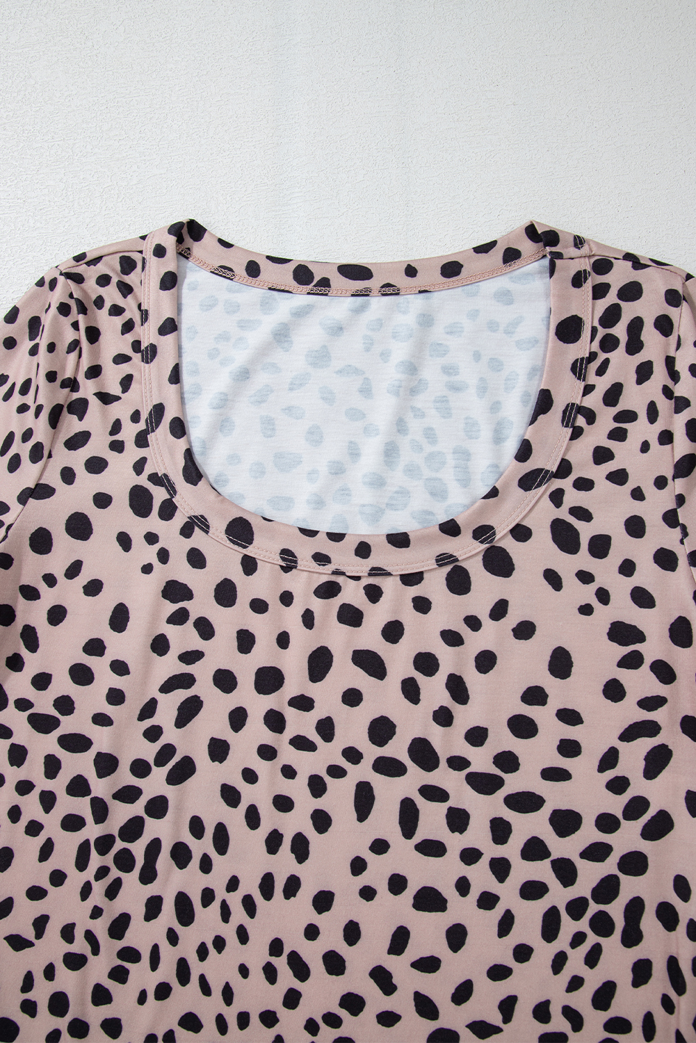 Smoke Gray Leopard Print Long Sleeve Scoop Neck Slim Fit Bodysuit