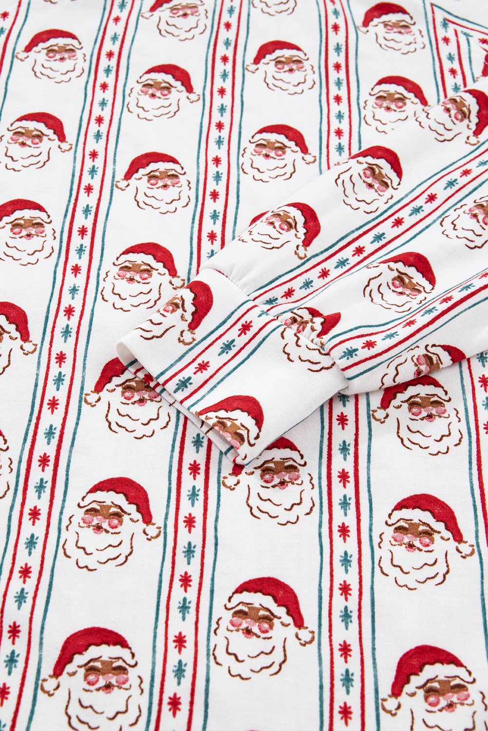White Father Christmas Striped Print Contrast Drawstring Lounge Pant Set