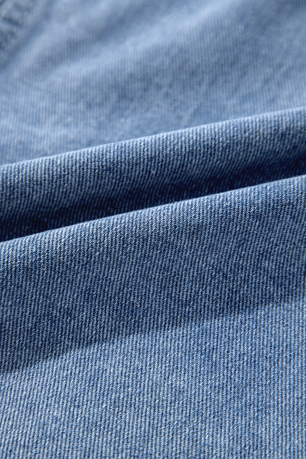 Beau Blue Ruffle Raw Hem Flap Pockets Denim Jacket