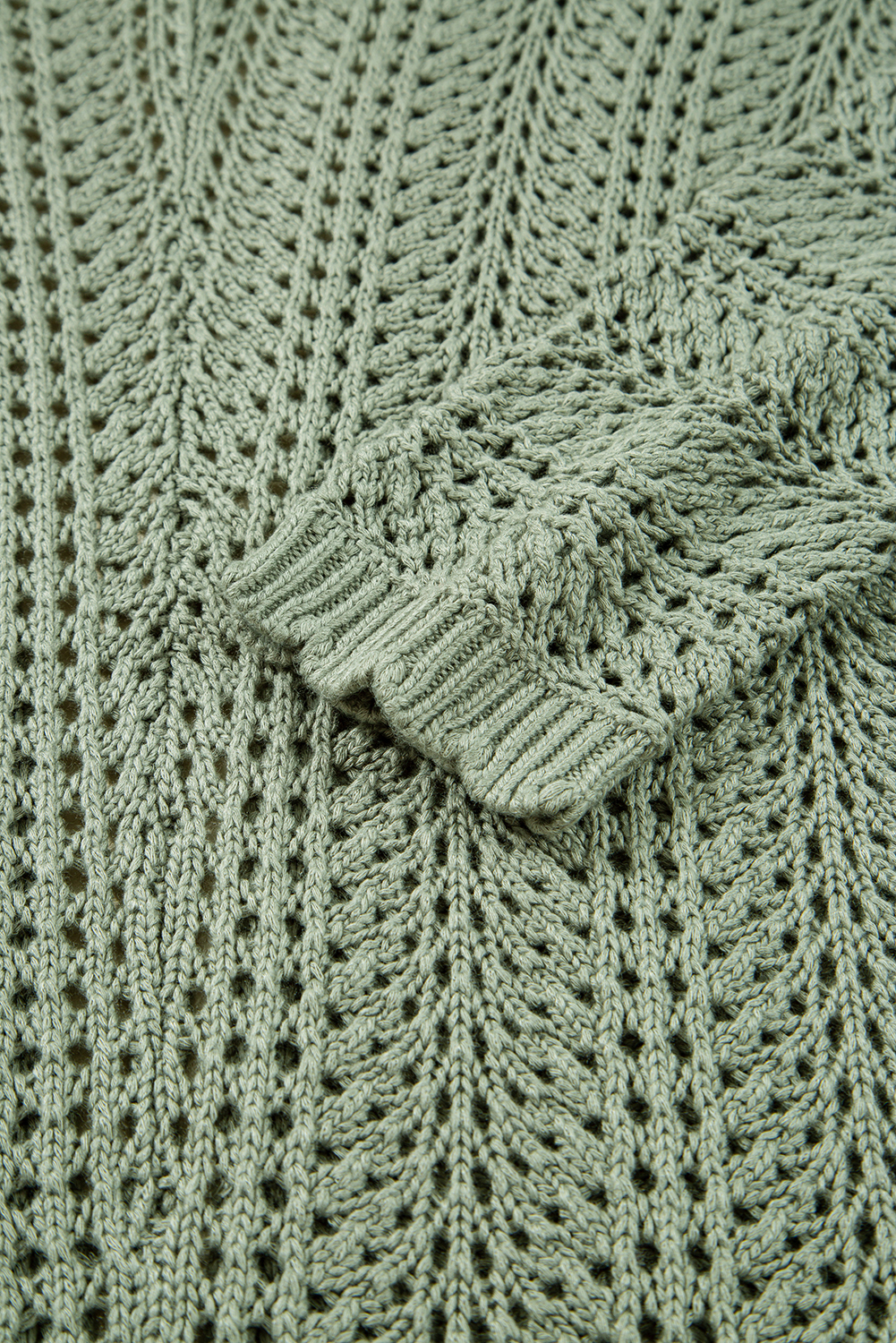 Green Bay Scalloped Edge Eyelet Knit Batwing Sleeve Cardigan