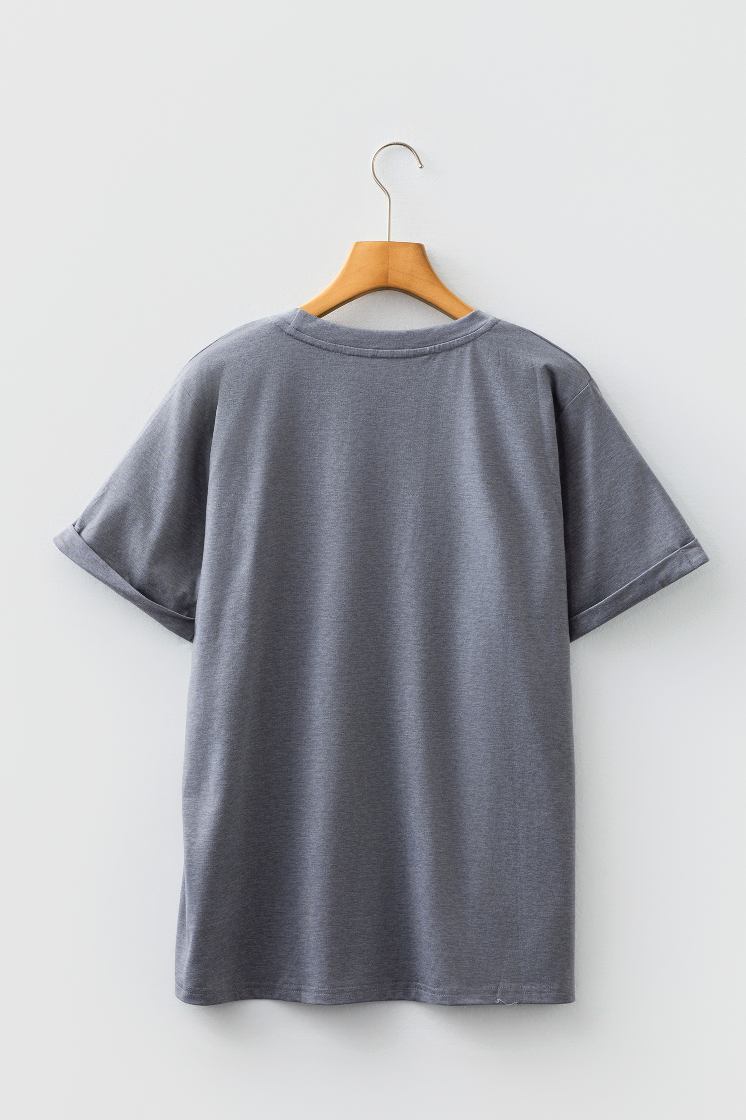 Gray Flag Pattern Sunflower Graphic Crew Neck Tee