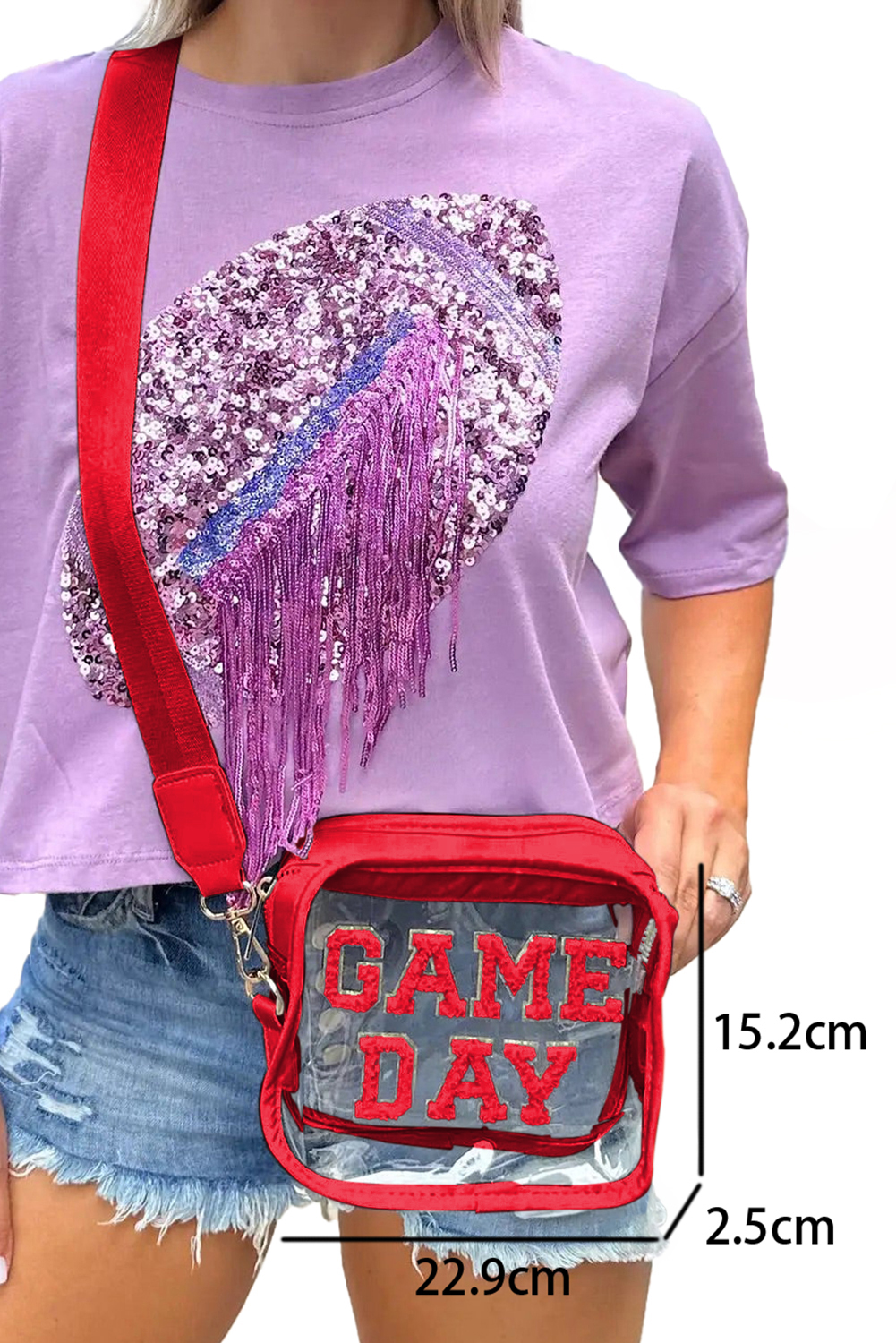 Black GAME DAY Rugby Football Clear Shoulder Bag