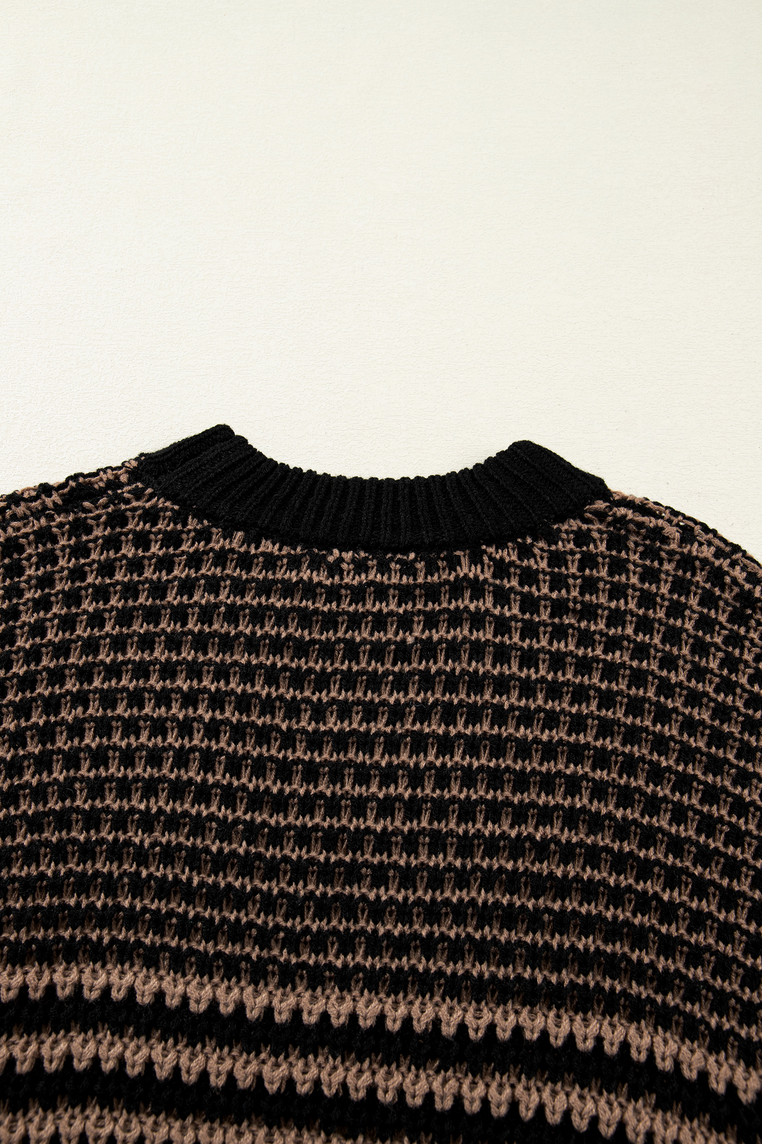 Black Stripe 3/4 Draped Sleeve Slouchy Sweater