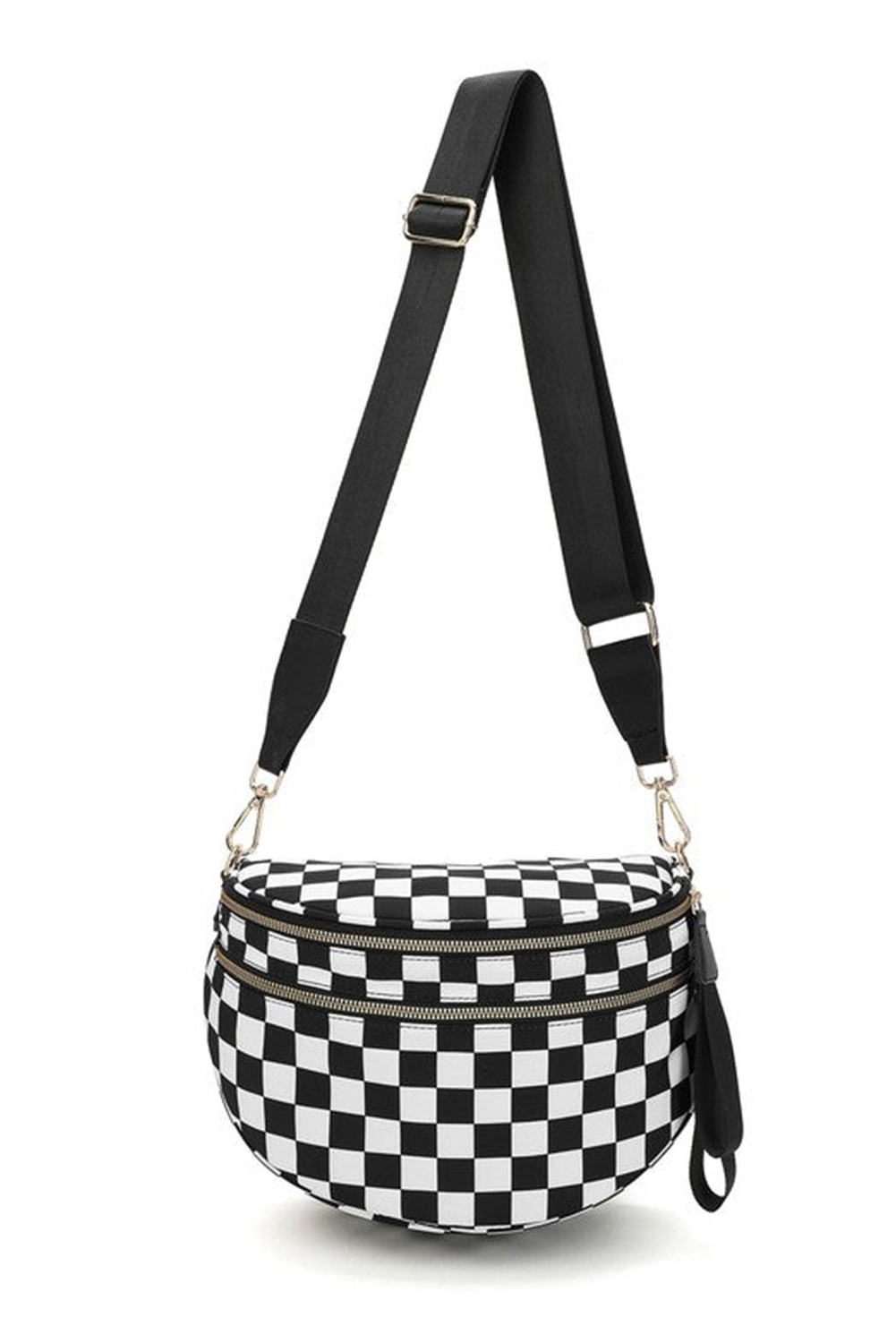 Jungle Green Double Zip Crescent Shape Adjustable Sling Bag