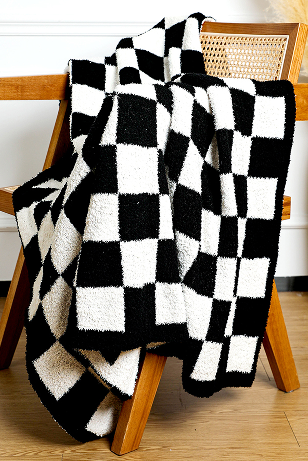 Fiery Red Plush Checkered Print Sofa Blanket 127*152cm