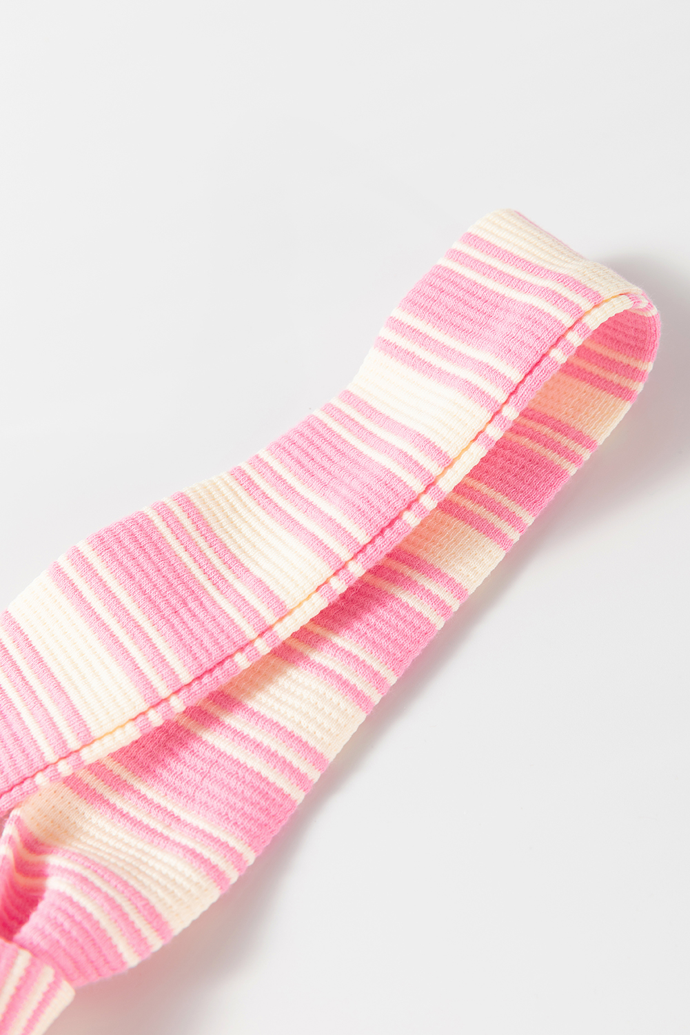 Pink Stripe Knotted Strap Patched Pocket Romper