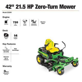 John Deere Z320R 42′′ 21.5 HP V-Twin Zero-Turn Riding Mower with Accel Deep Deck