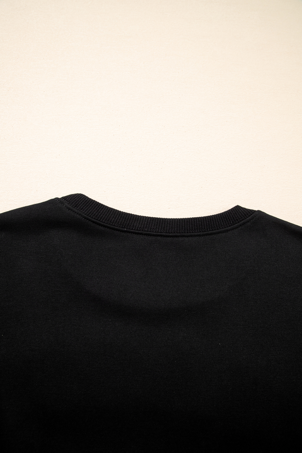 Black CLASSY UNTIL KICKOFF Plush Letter Patched Loose Sweatshirt