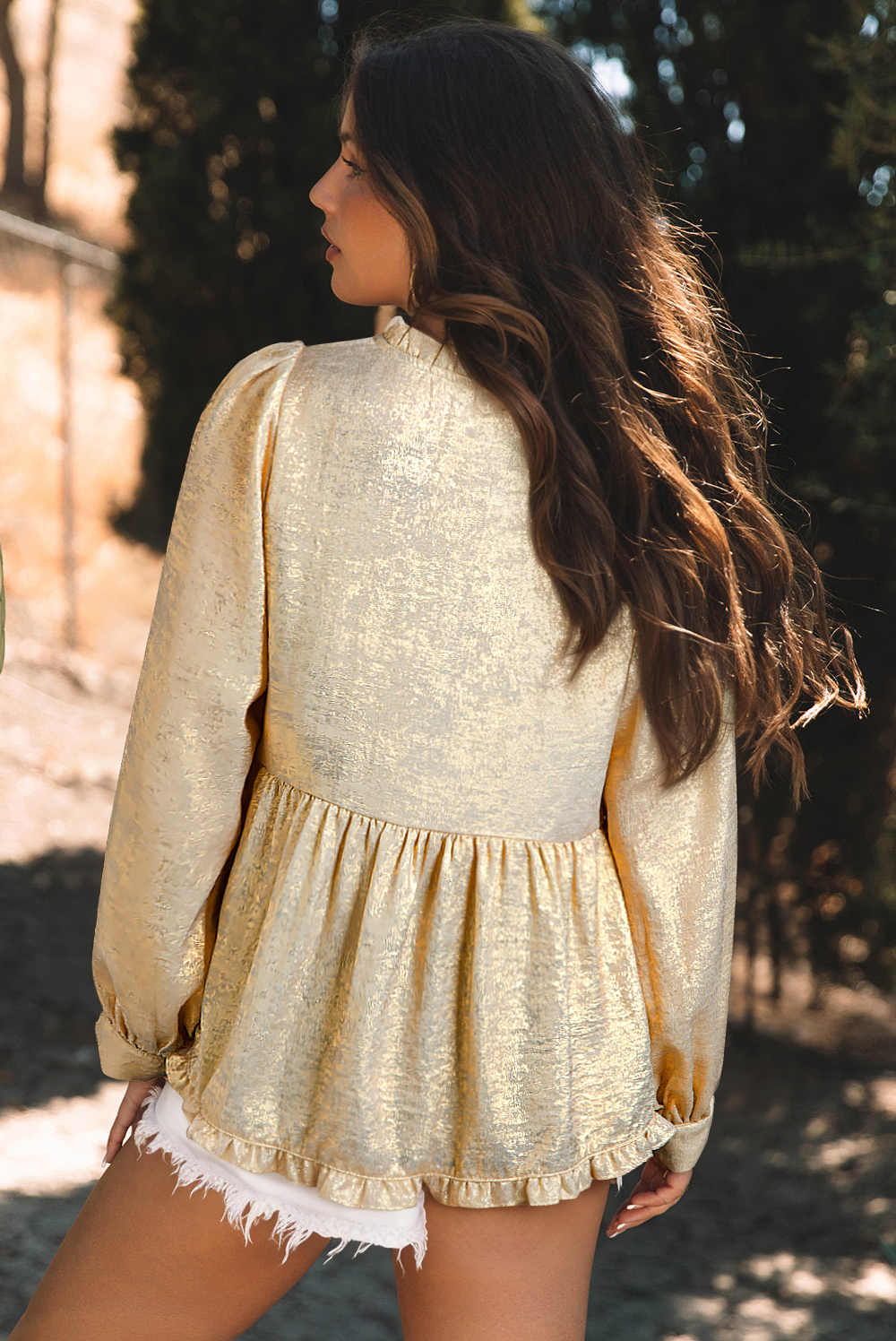 Pale Khaki Metallic Zip up Baseball Jacket