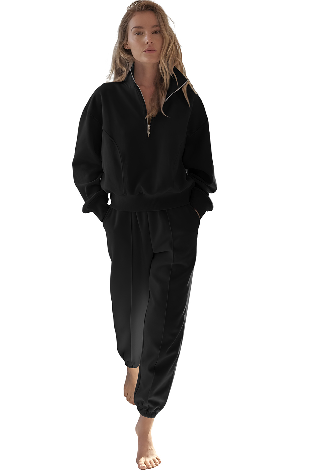 Vineyard Green Half Zip up Pullover Active Top and Joggers Set
