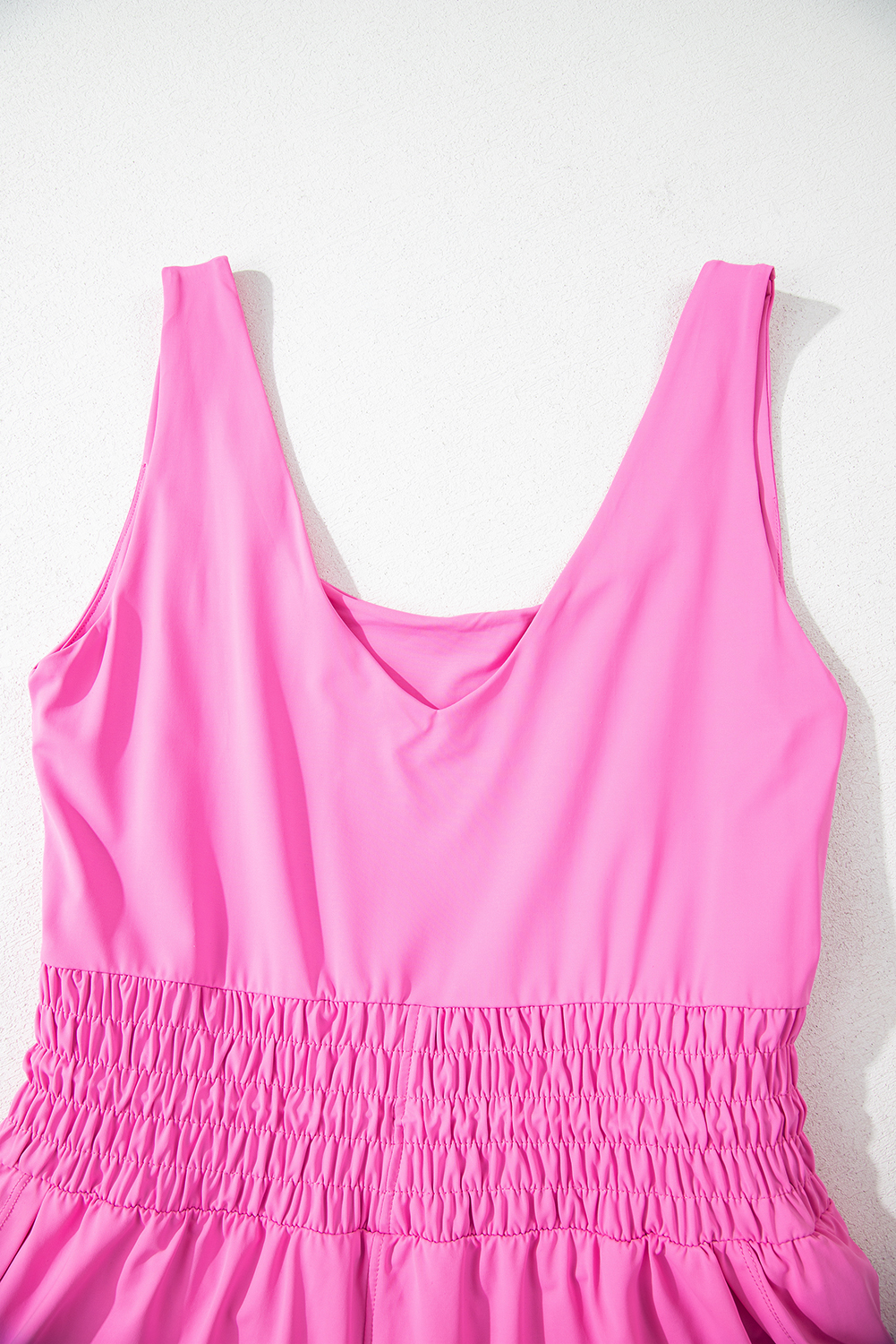 Black Plain Sleeveless Loop Drawstring Cinched Waist Romper