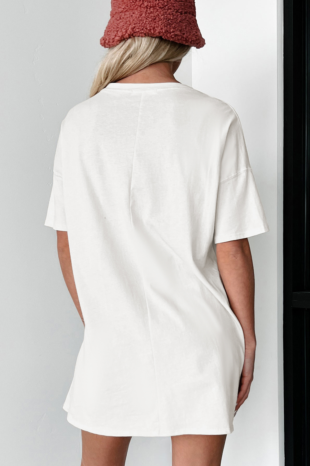 White HOWDY Stars Print Crew Neck Loose Fit T Shirt