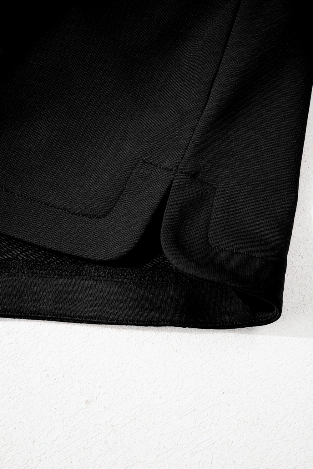 Black French Terry Zipped Collar Sleeveless Drawstring Waist Mini Dress