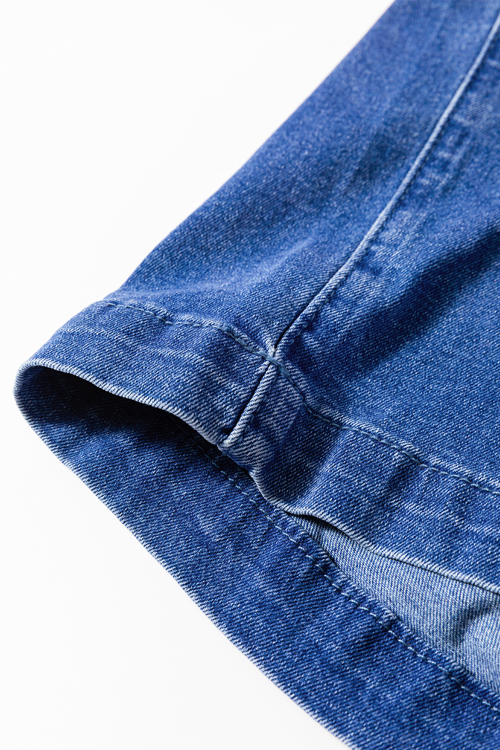 Prussian Blue Mineral Wash Knotted Strap Patched Pocket Wide Leg Denim Overall