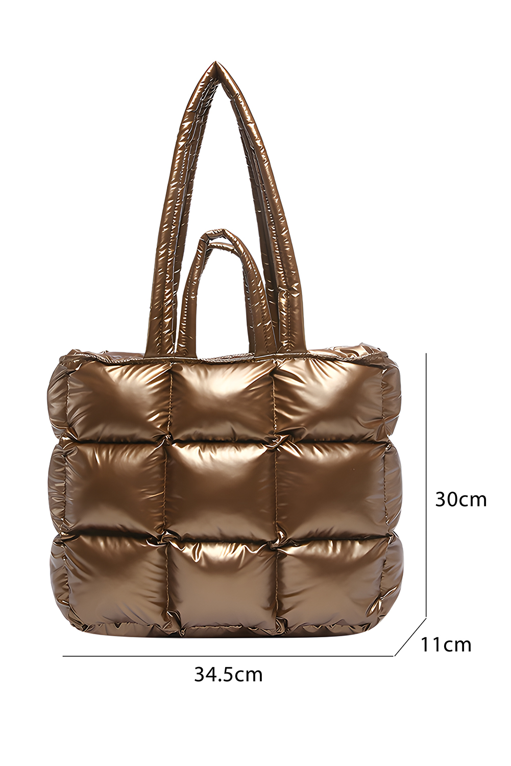 Gold Large Capacity Quilted Puffer Tote Bag