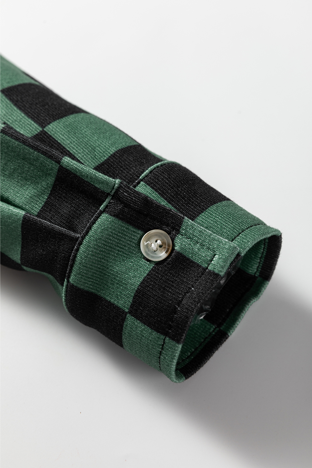 Khaki Checkerboard Flap Pocket Button Front Shacket