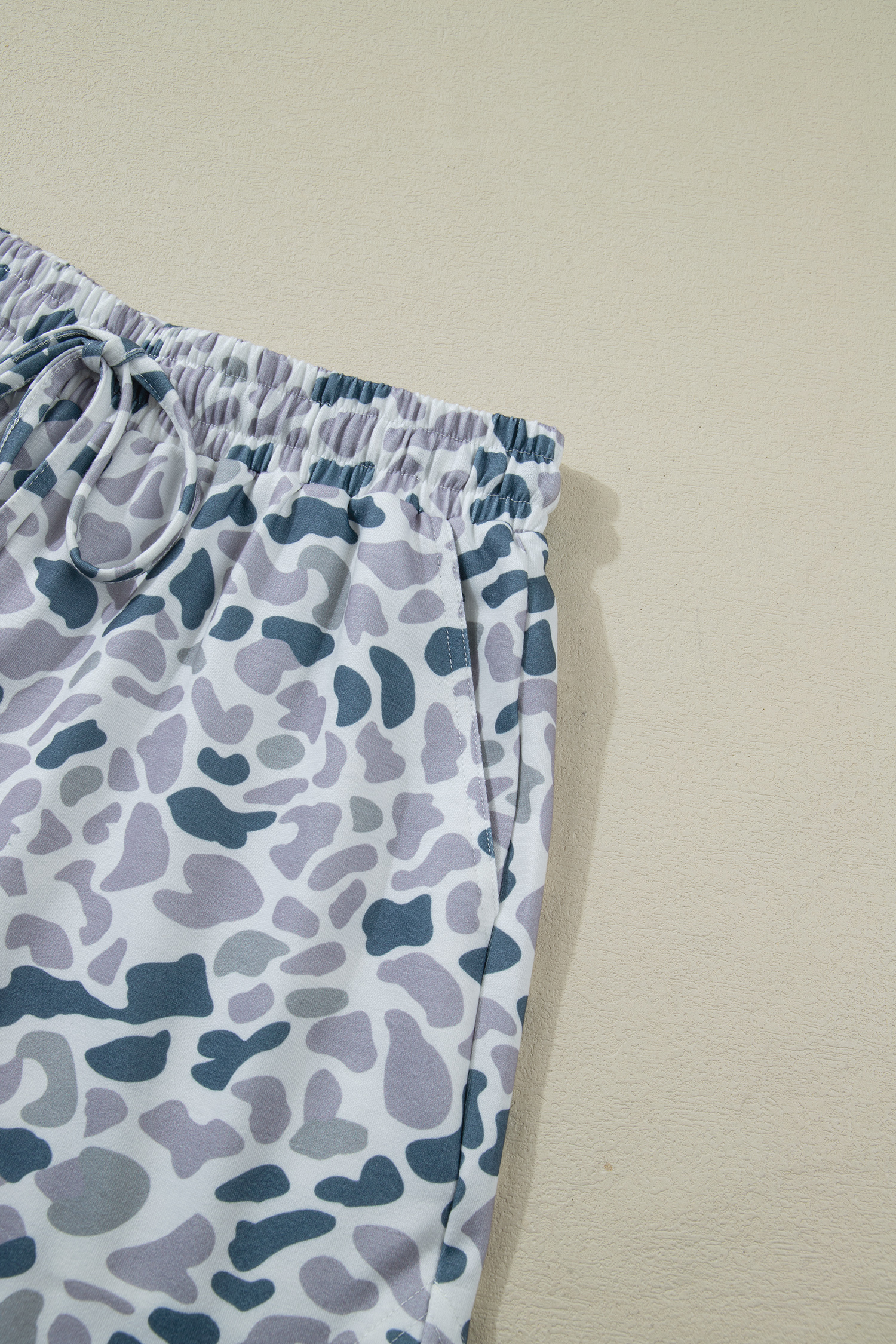Beige Camo Print Wide Leg Casual Pants