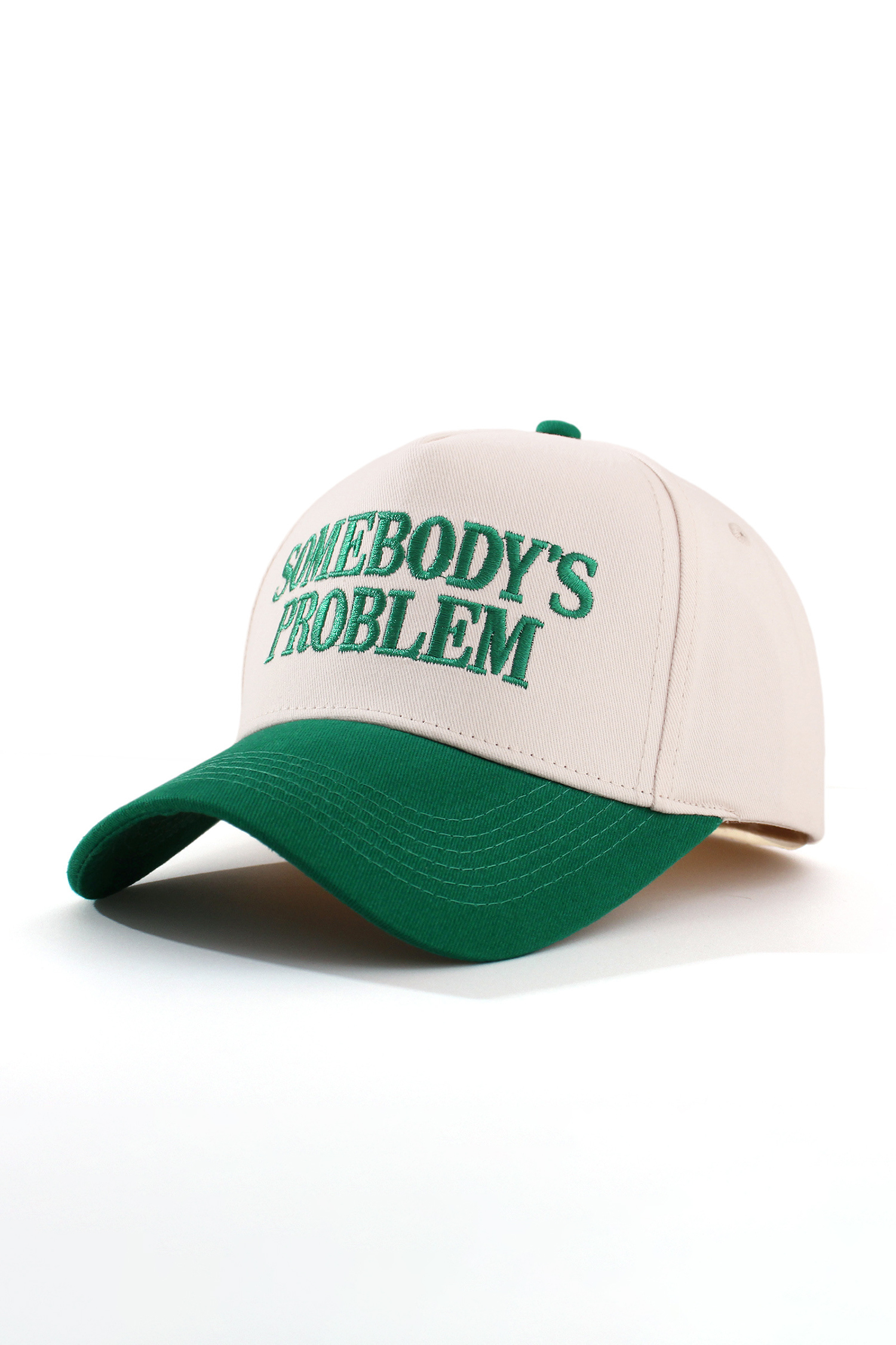 Dark Green SOMEBODYS PROBLEM Embroidered Two-tone Baseball Cap