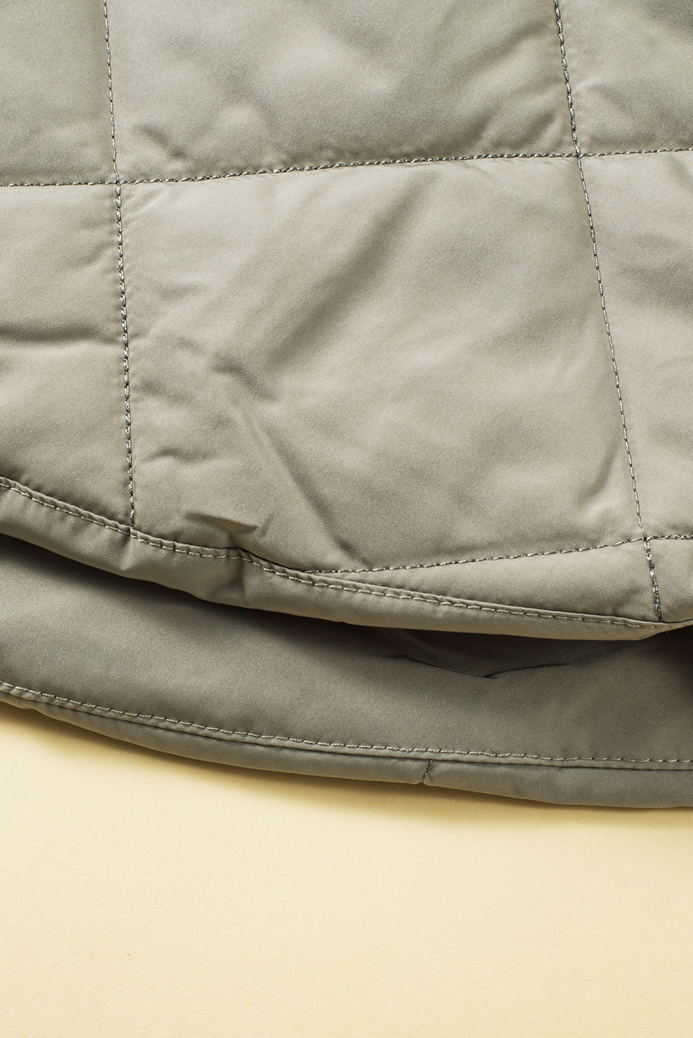 Green Quilted Snap Button Hooded Puffer Coat