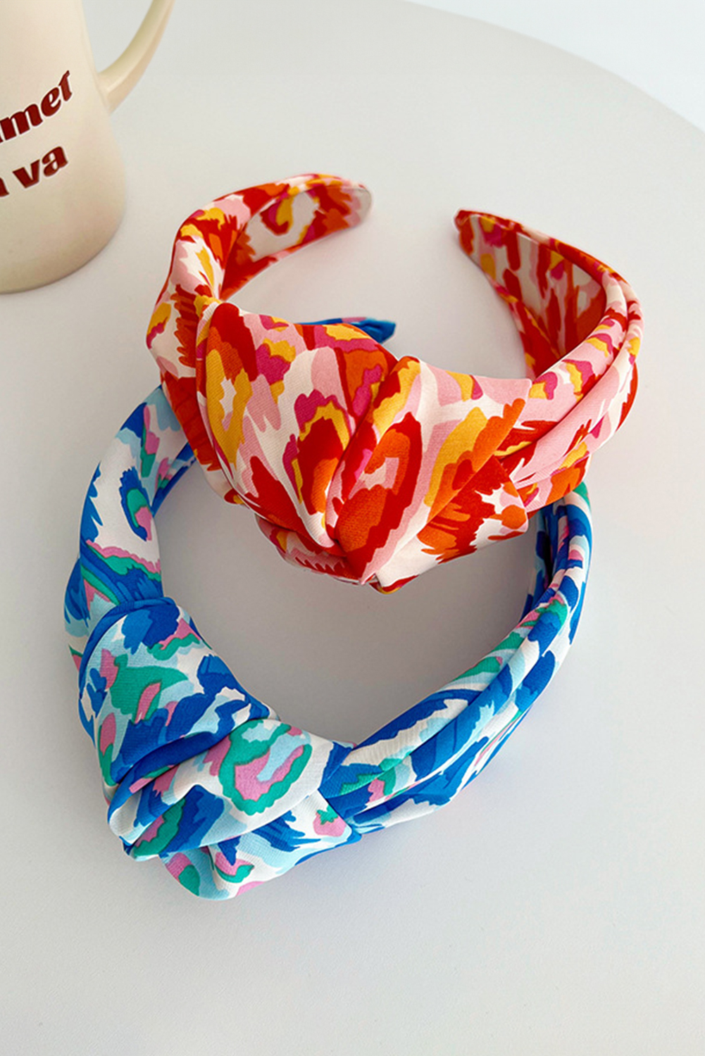 Blue Bohemian Vacation Fashion Print Twisted Hair Band