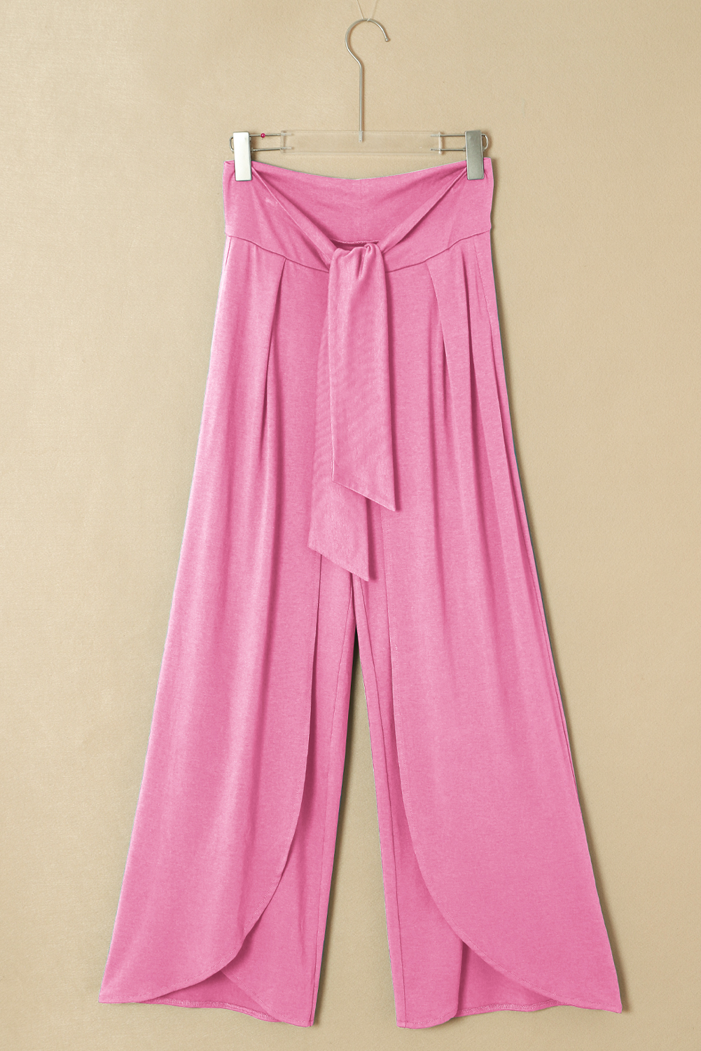 Medium Grey Knotted Drop Waist Split Leg Relaxed Pants