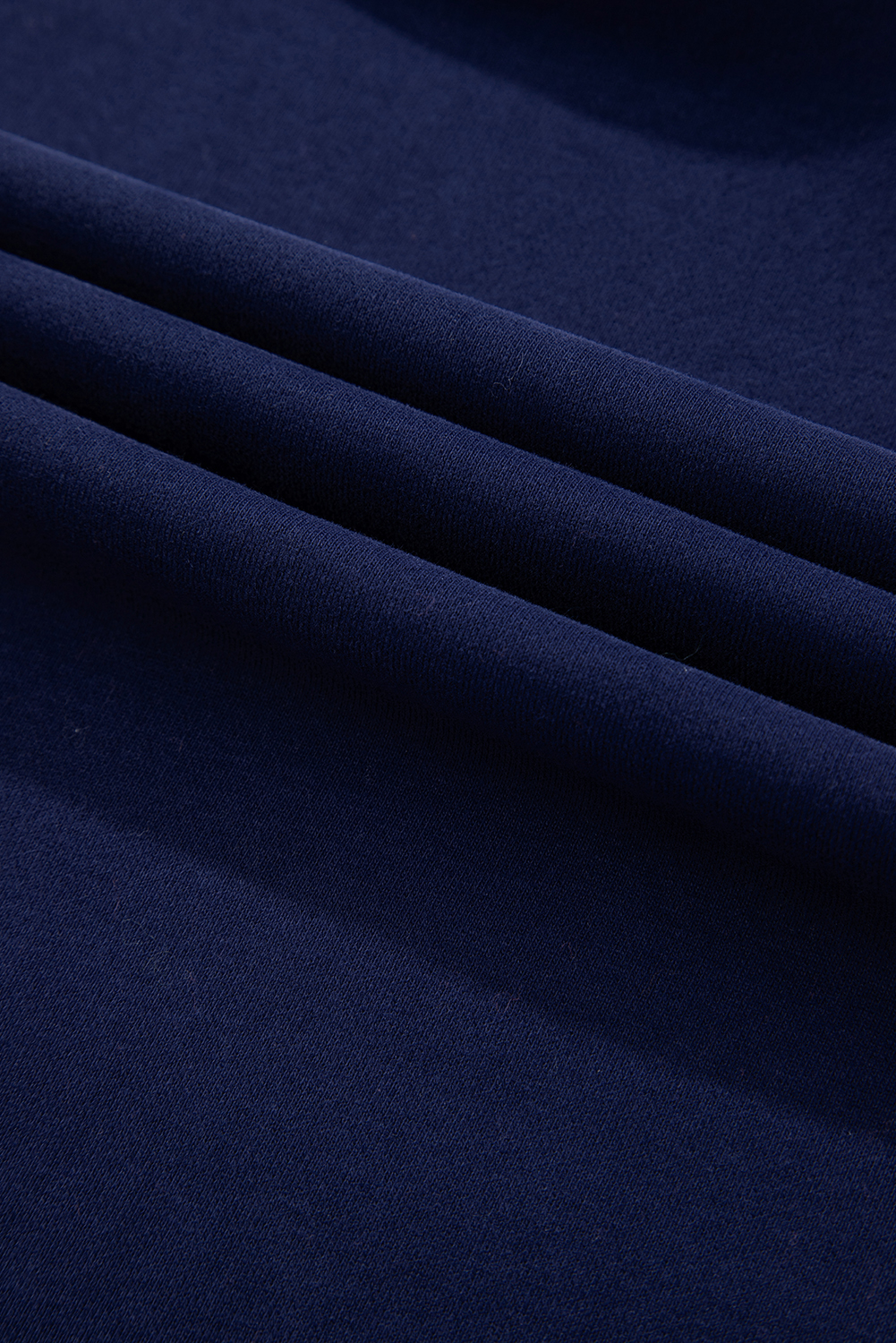 Navy Blue Solid O Neck High Low Hem Pullover Sweatshirt