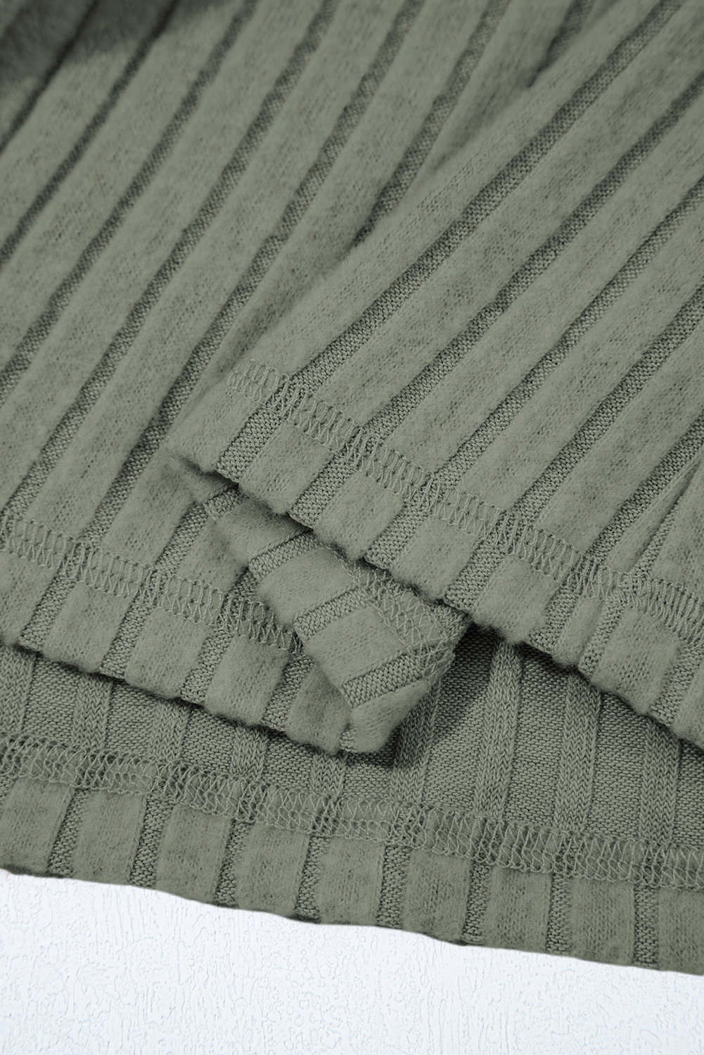 Mist Green Thermal Ribbed Texture Drop Shoulder Button Up Shacket