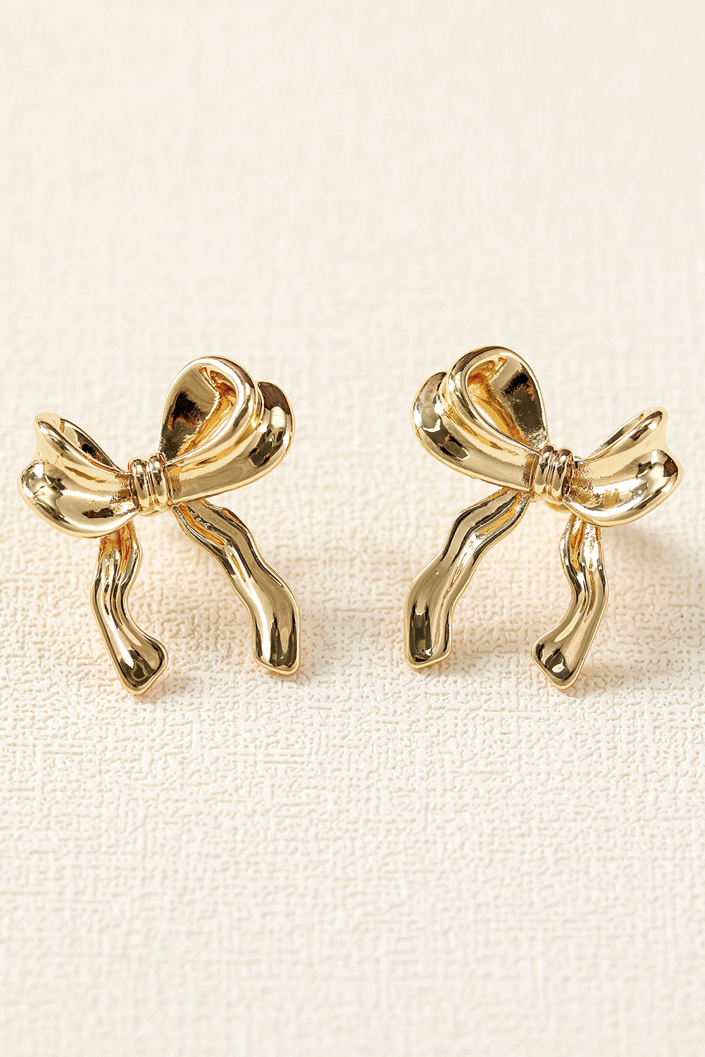 Gold Elegant Bow Design Plated Studded Earrings