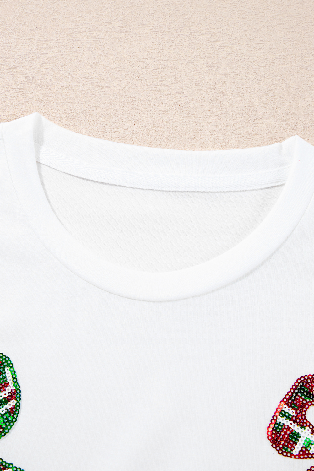 White Christmas Bowknot Graphic Cotton Blend T Shirt