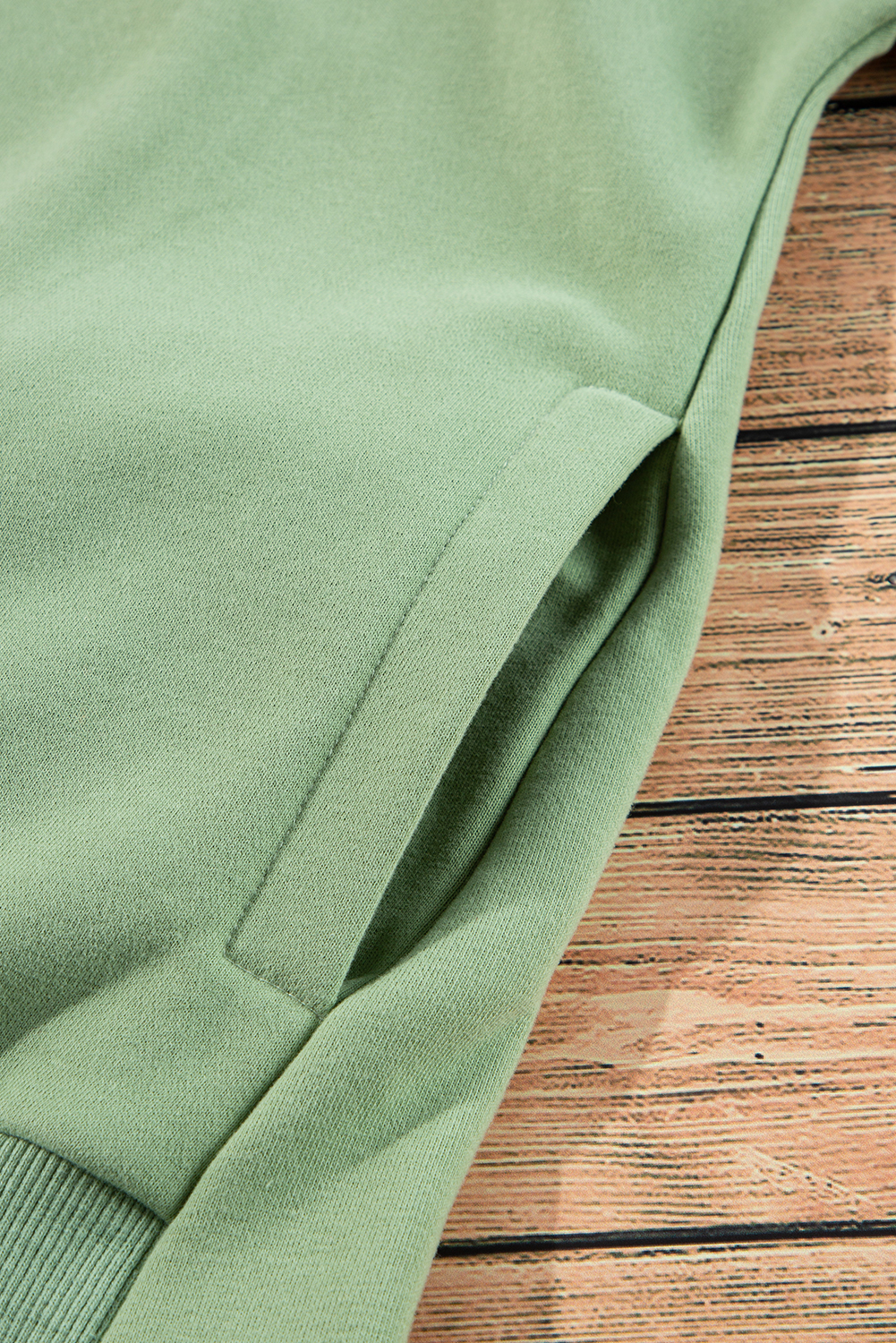 Grass Green Solid Fleece Lined Drop Shoulder High Low Sweatshirt