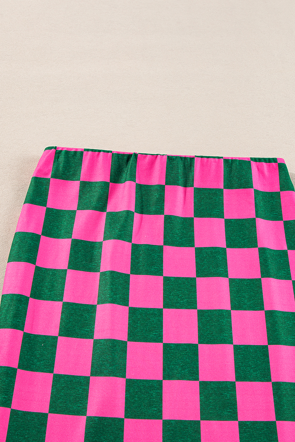 Black 2-Tone Checked Print High Waist Wide Leg Pants
