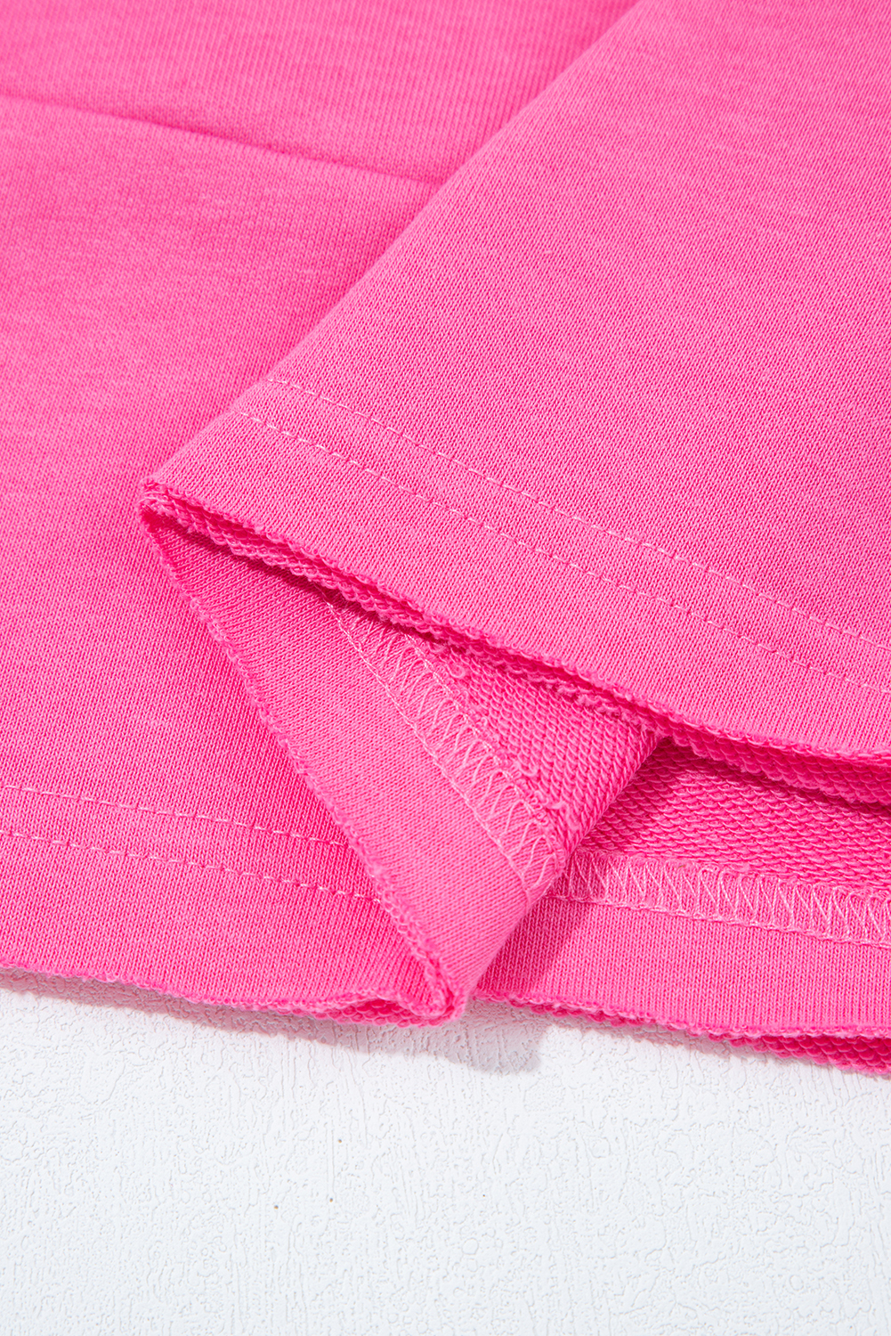 Bright Pink Raw Edge Half Buttons Pullover and Jogger Pants Set