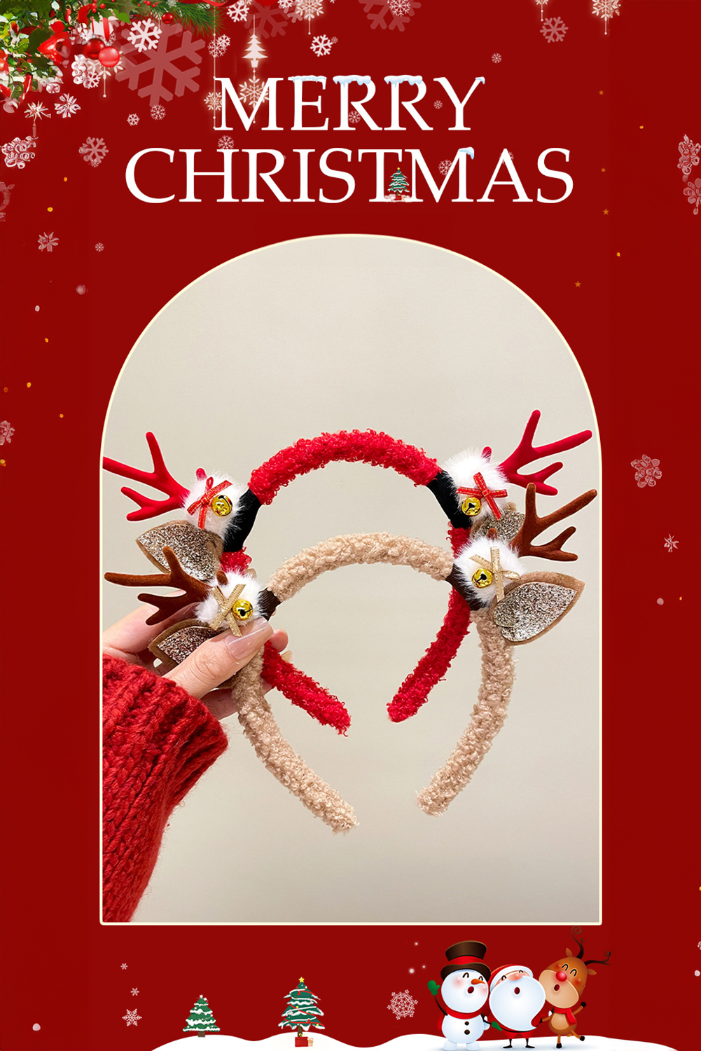 Fiery Red 1pc Reindeer Antlers Christmas Headband