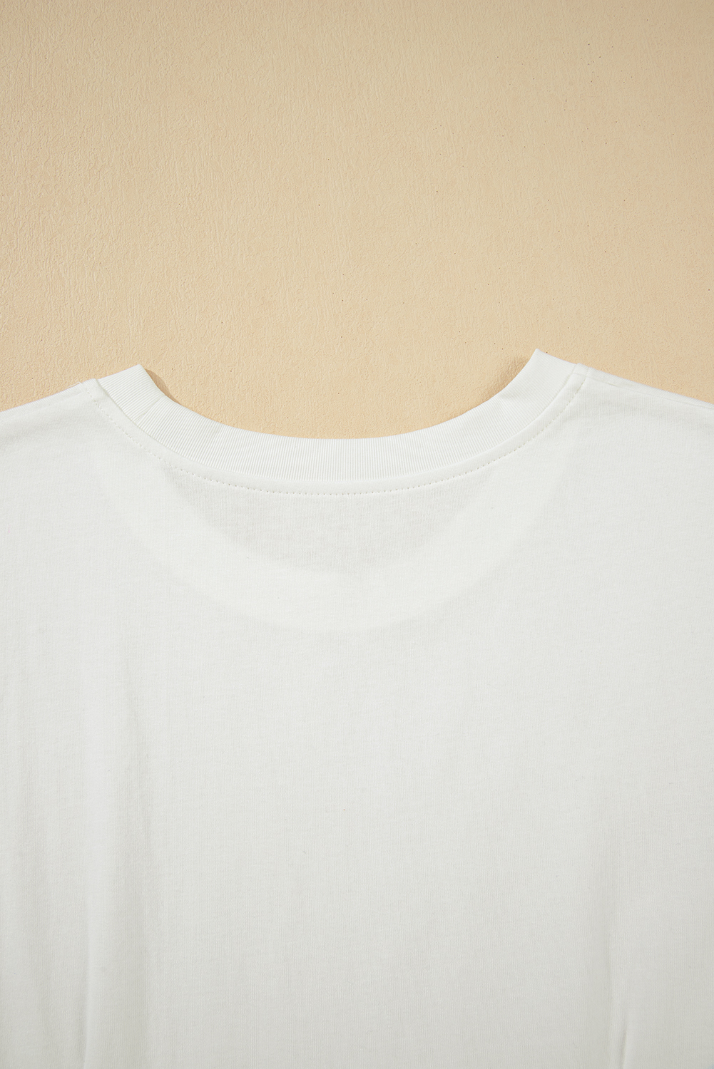 White Drop Shoulder Crew Neck Shift T Shirt Dress
